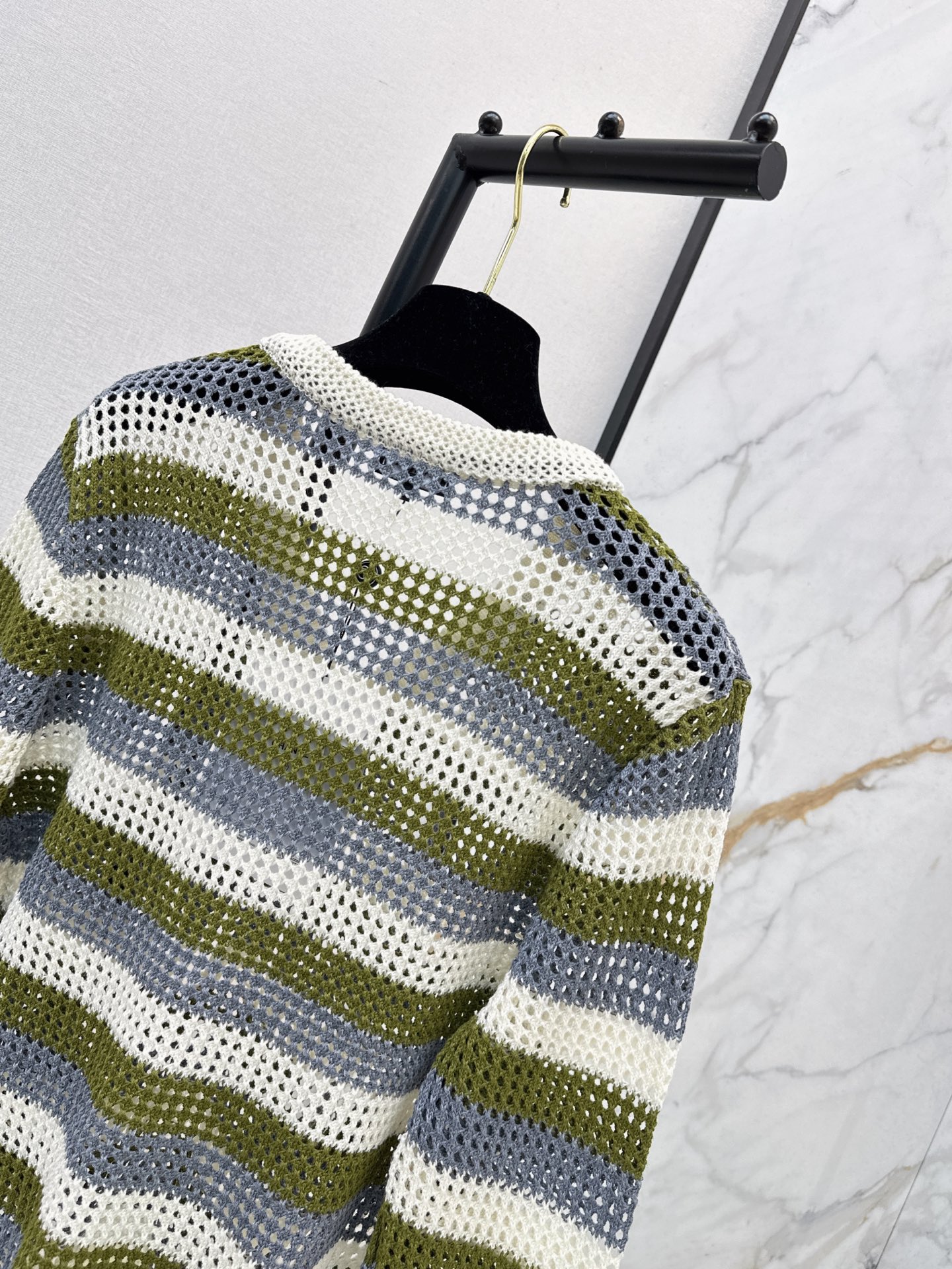 Chan 26fw stripe hollow knit sweater