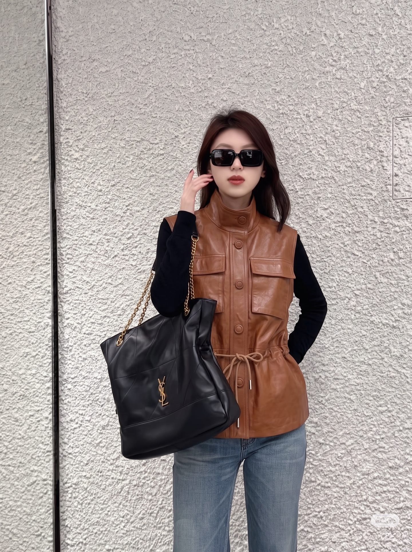 Sain 26fw leather vest jacket