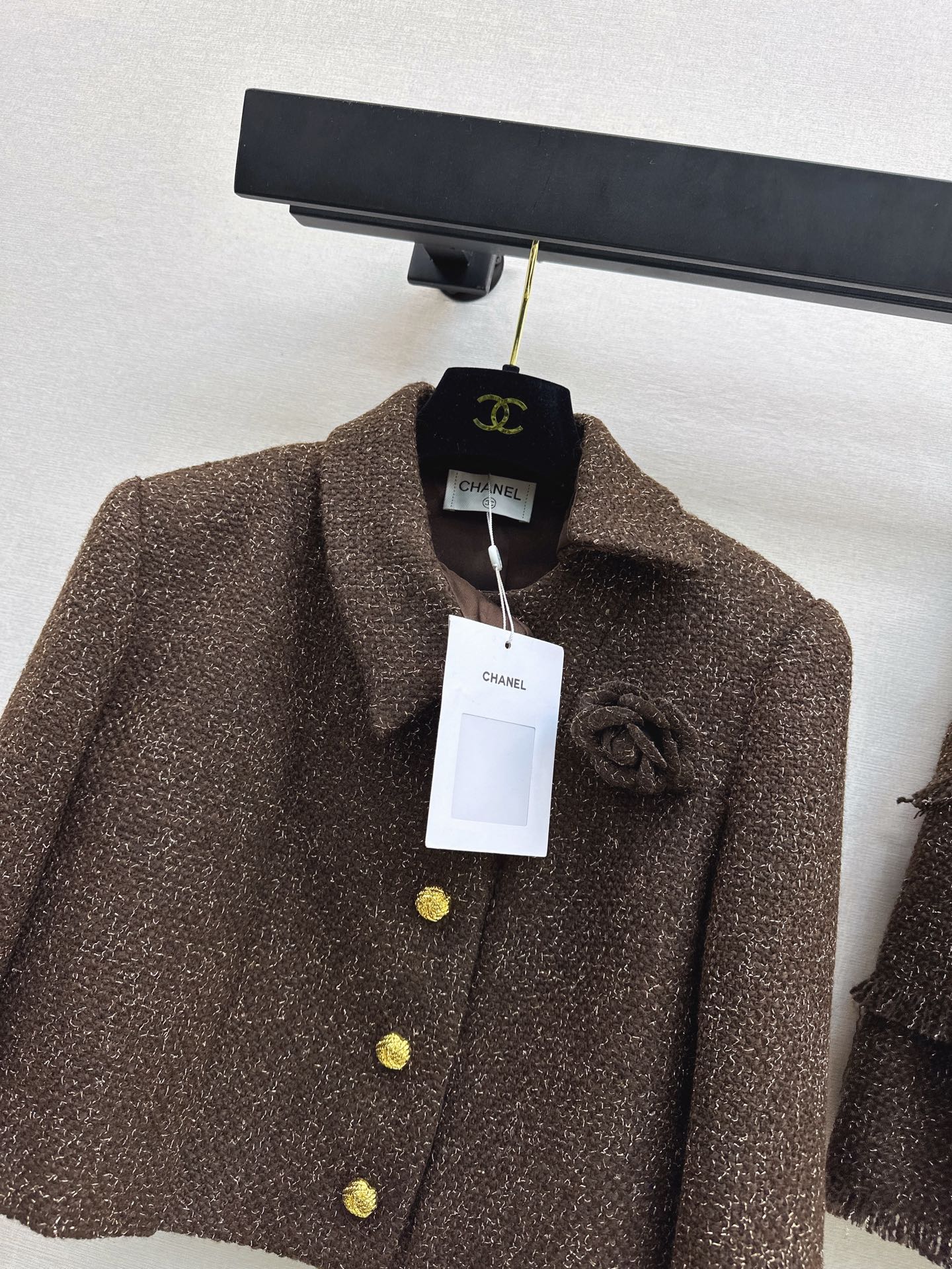 Chan 26fw cropped tweed woven jacket