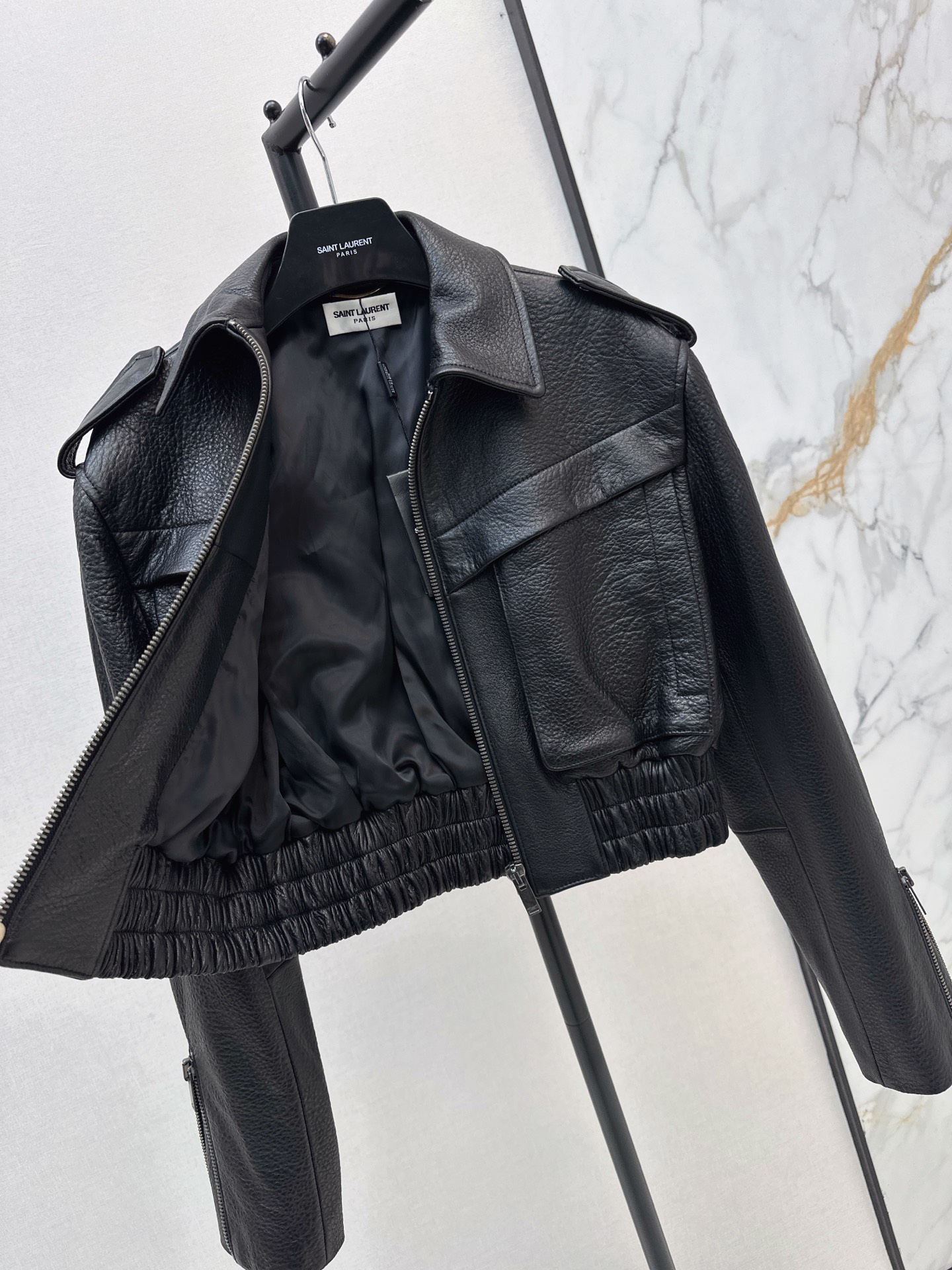 Sain 26fw cropped leather jacket