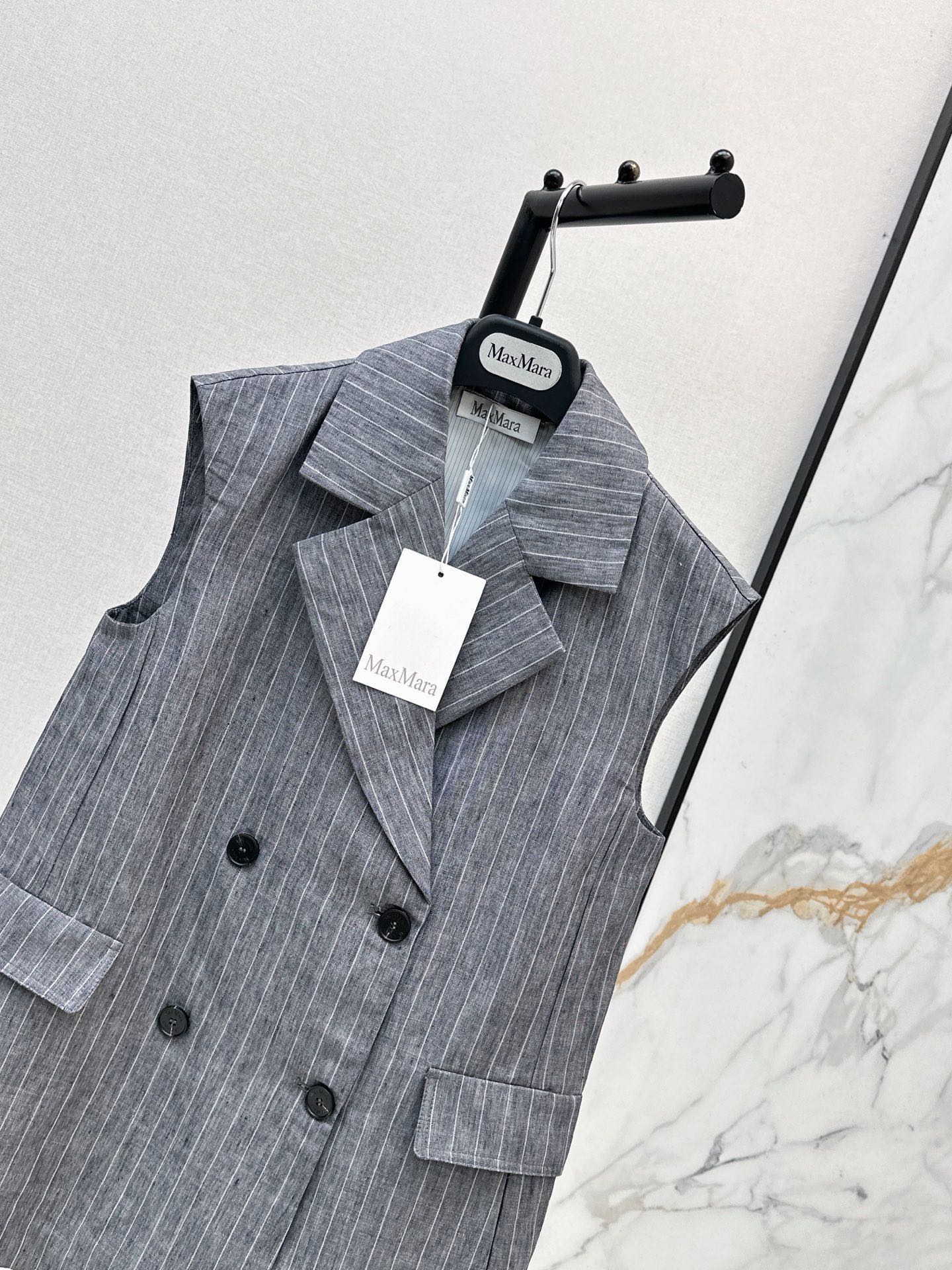 Max 26ss stripe linen suit vest