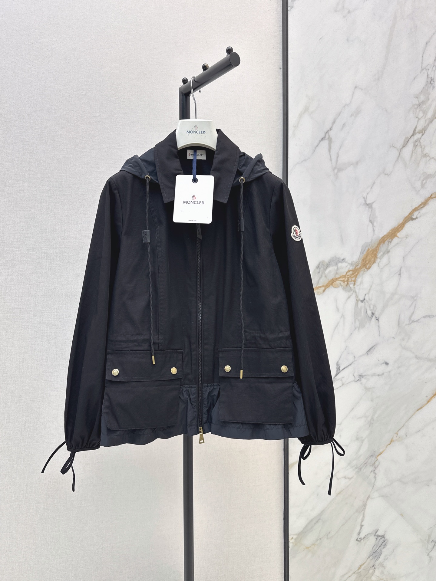 Monc 26fw drawstring hooded jacket
