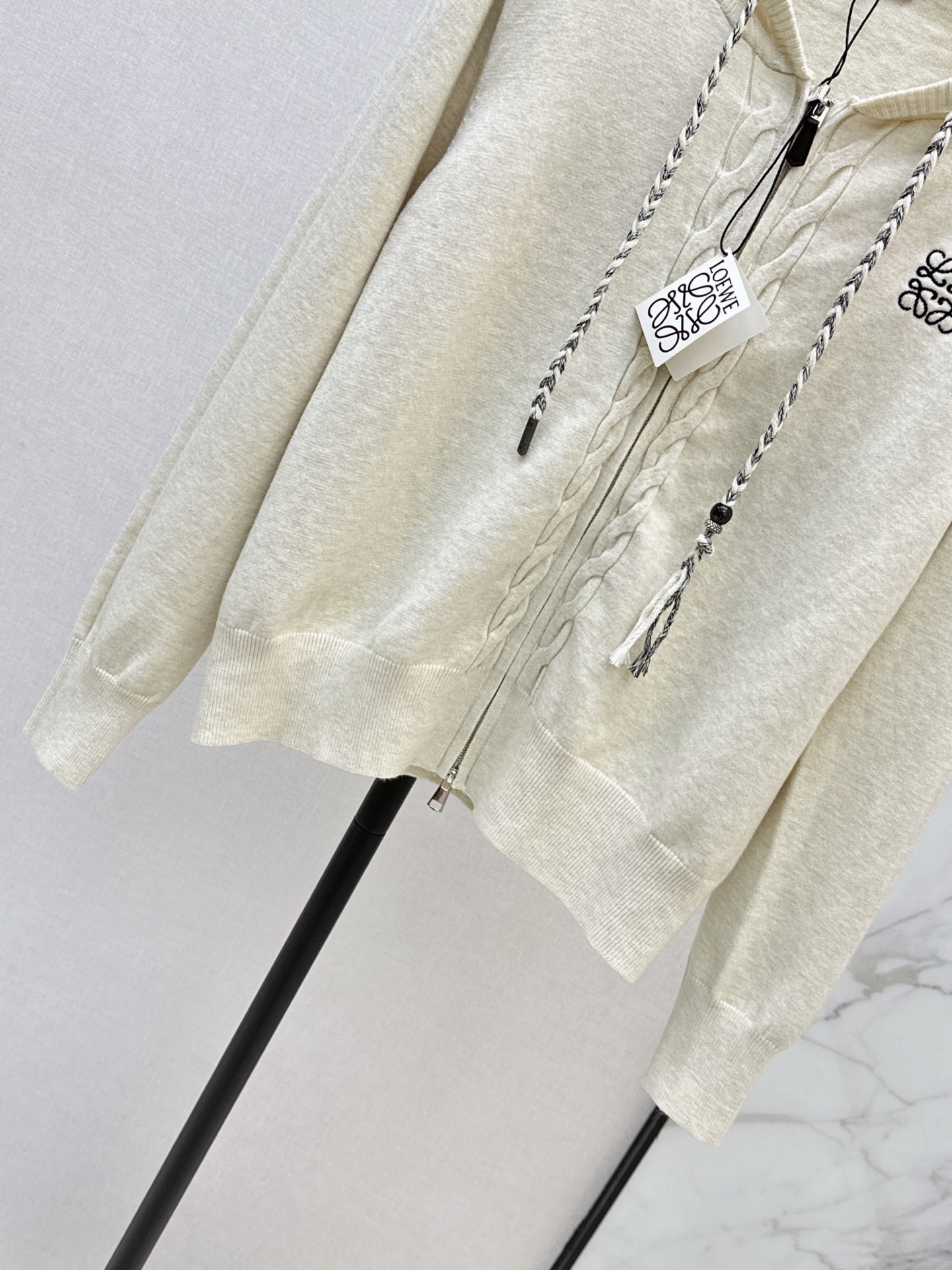 Loe 26fw hooded knit cardigan
