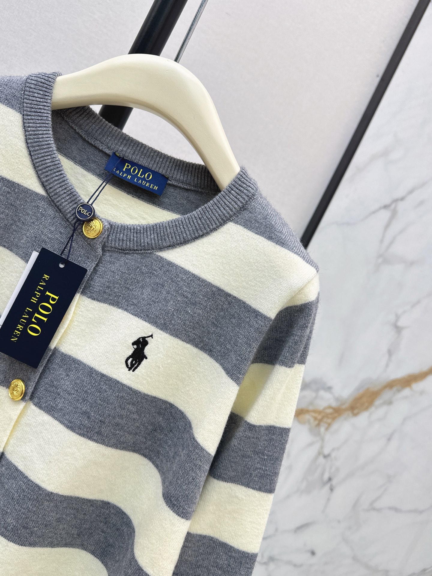 Ralp 26fw stripe knit cardigan