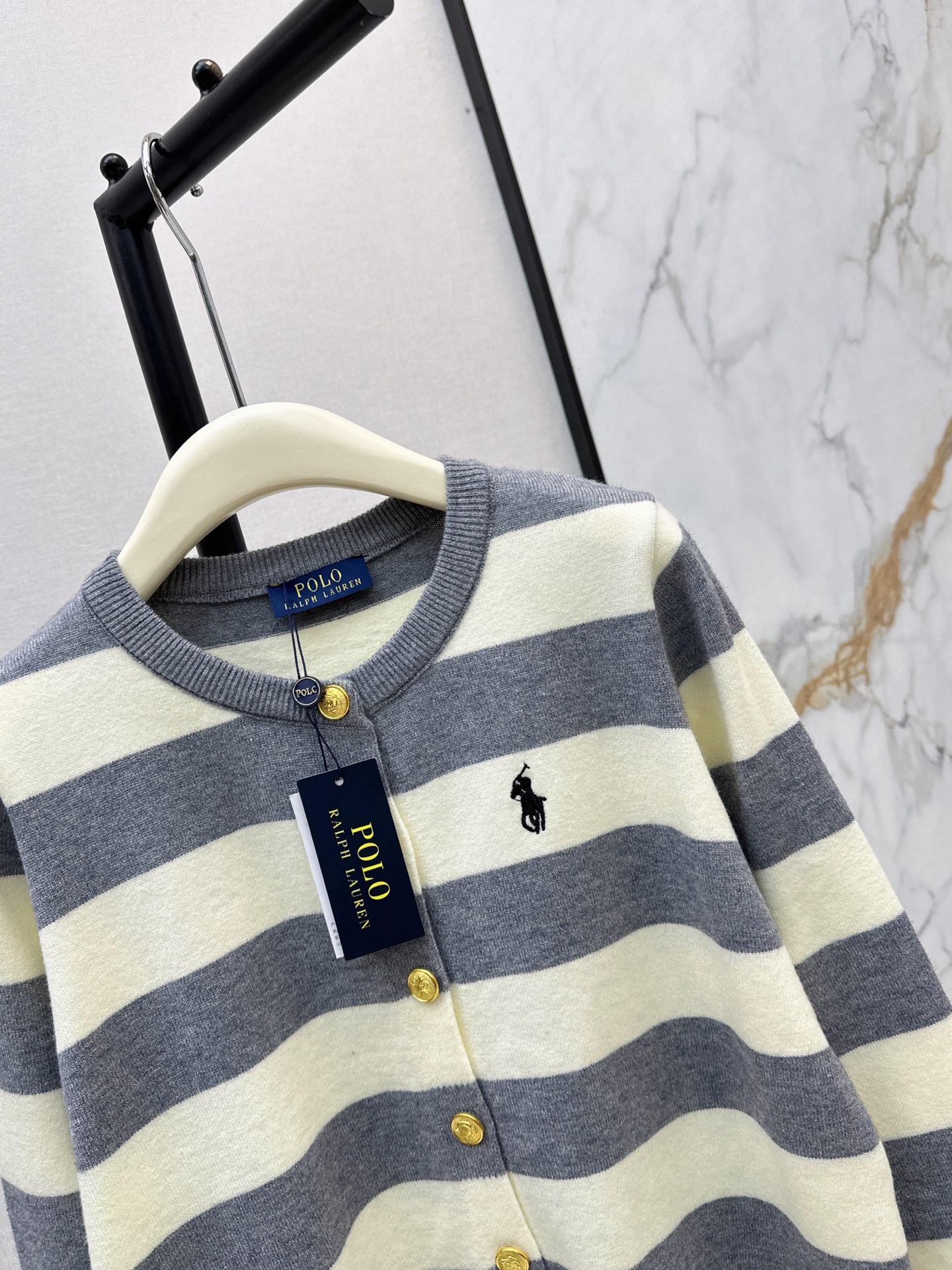 Ralp 26fw stripe knit cardigan