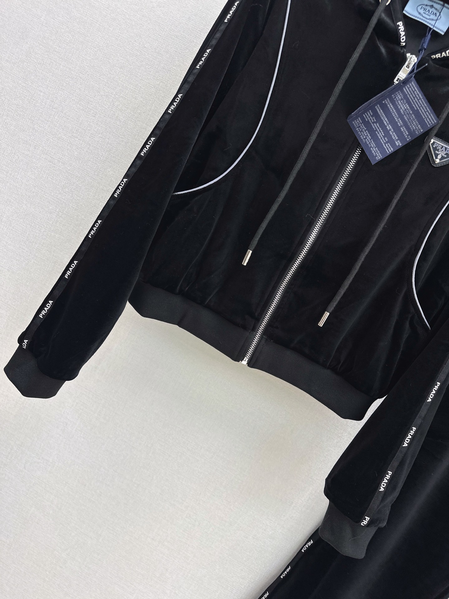 Pra 26fw velvet hooded jacket pant sets