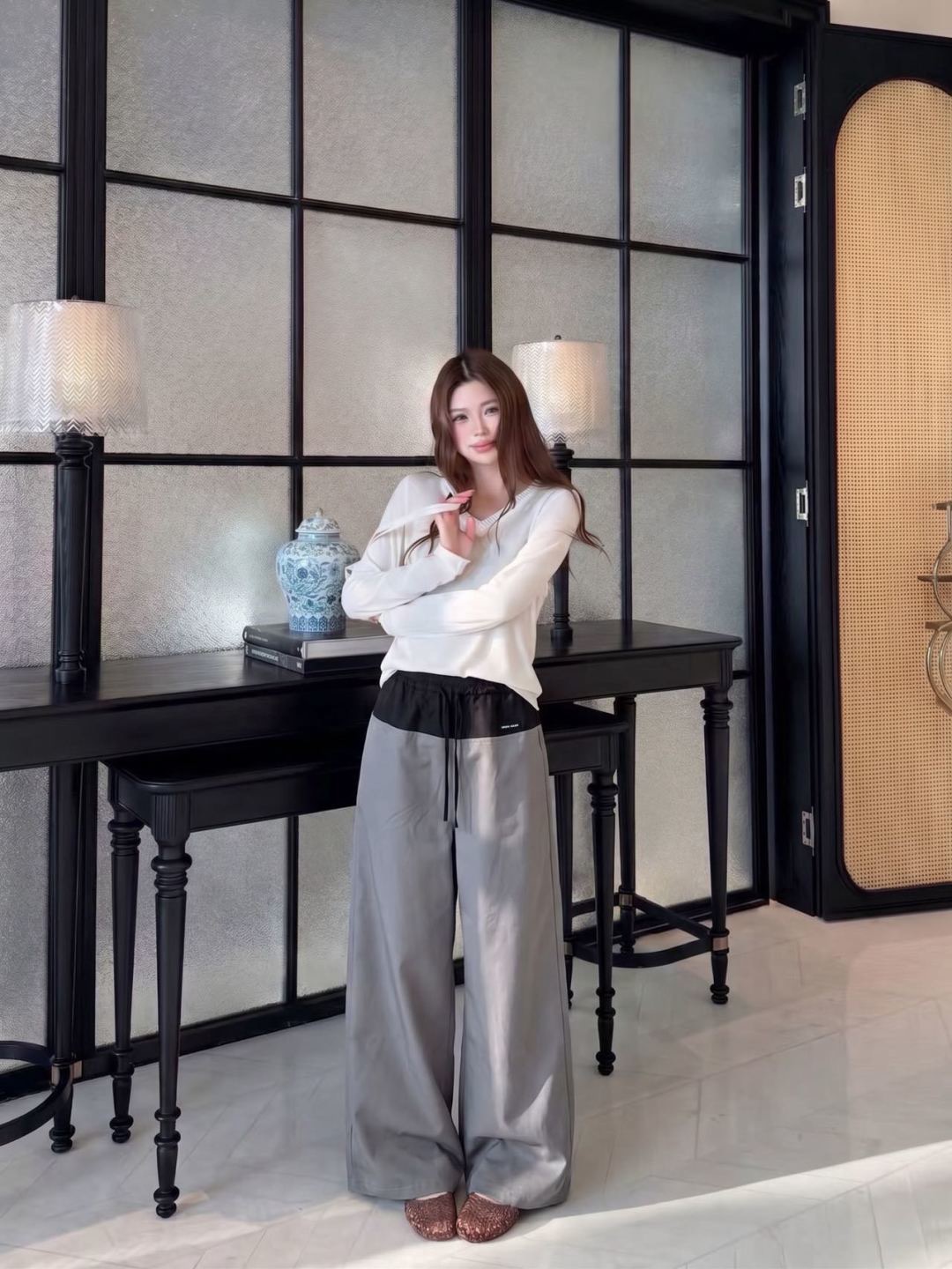 Miu 26fw contract wide-leg pants