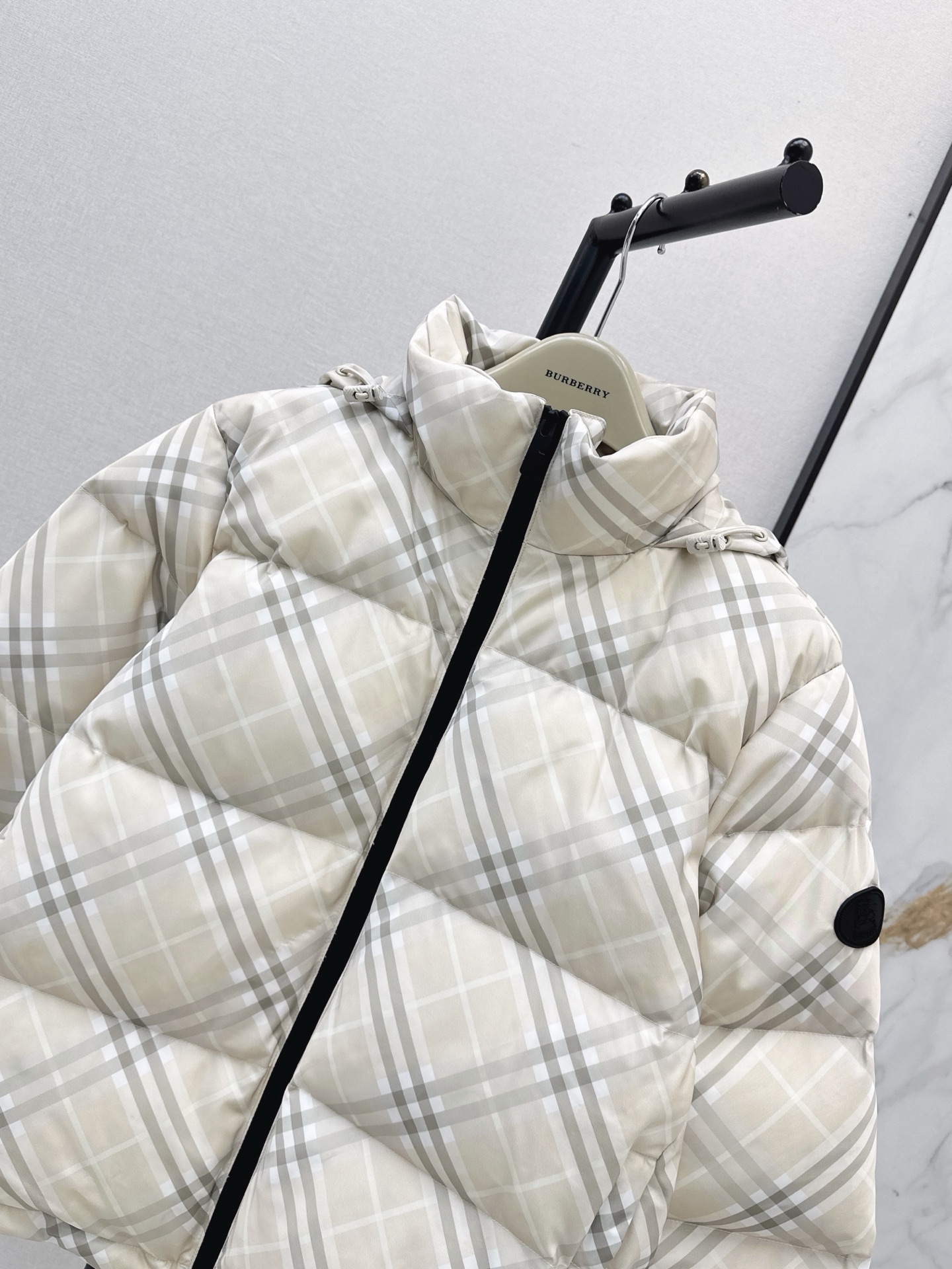 Bur 26fw check cropped down jacket