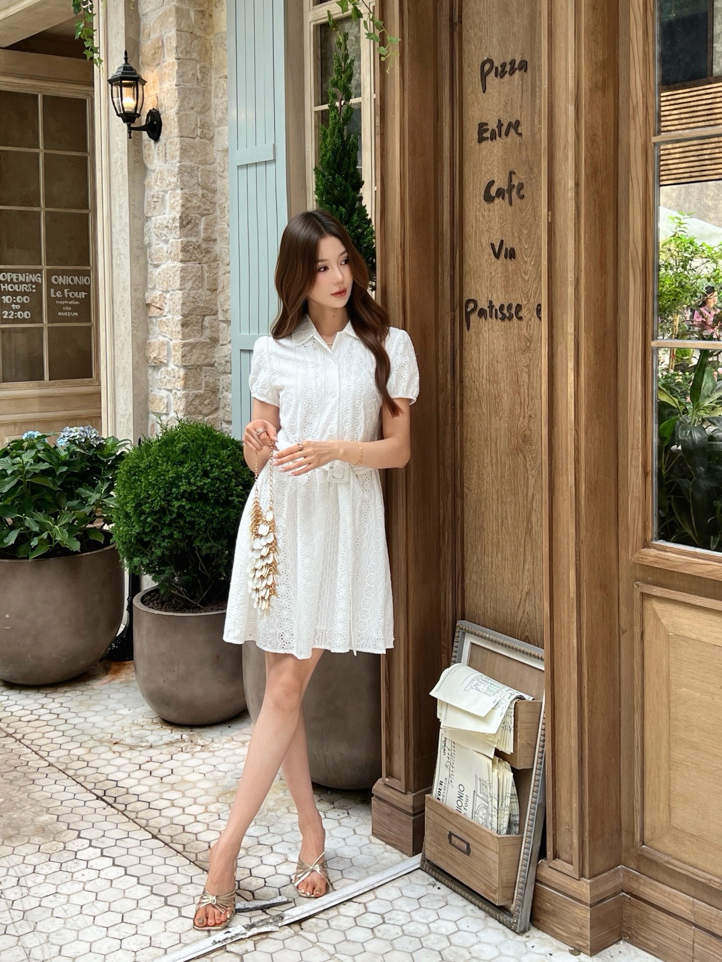 Celi 26ss hollowhollow shirt dress