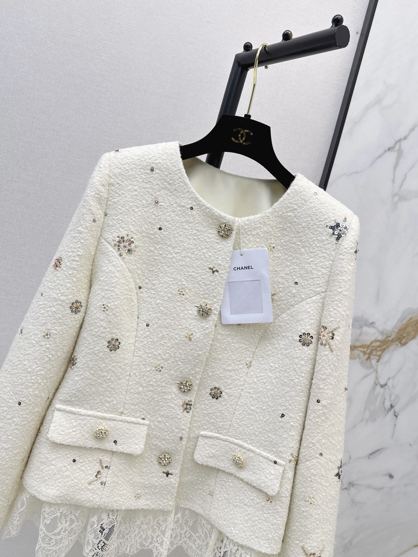 Chan 26fw lace contract woven jacket