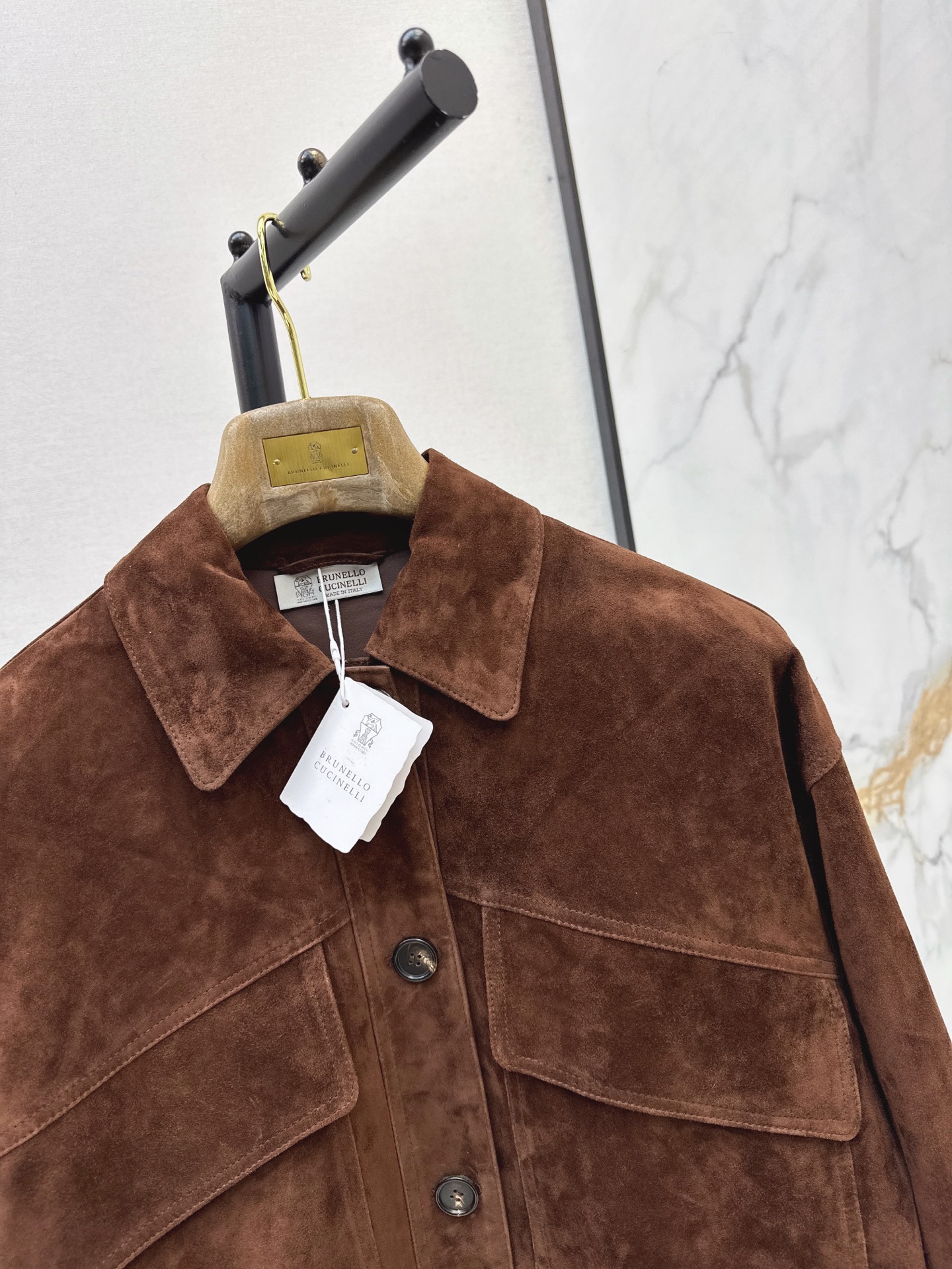 Brun 26fw suede fleece cropped leather jacket