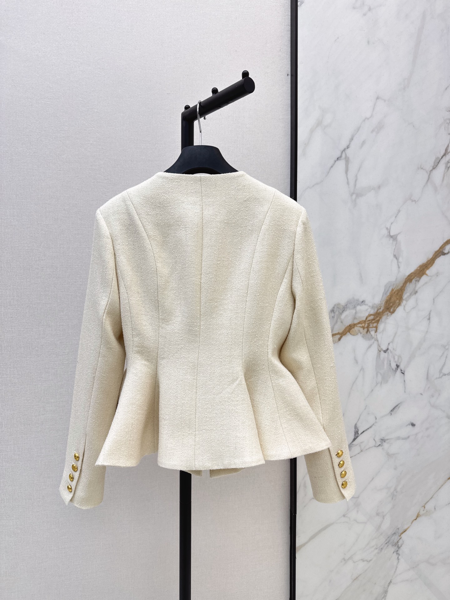 CD 26fw collarless peplum jacket
