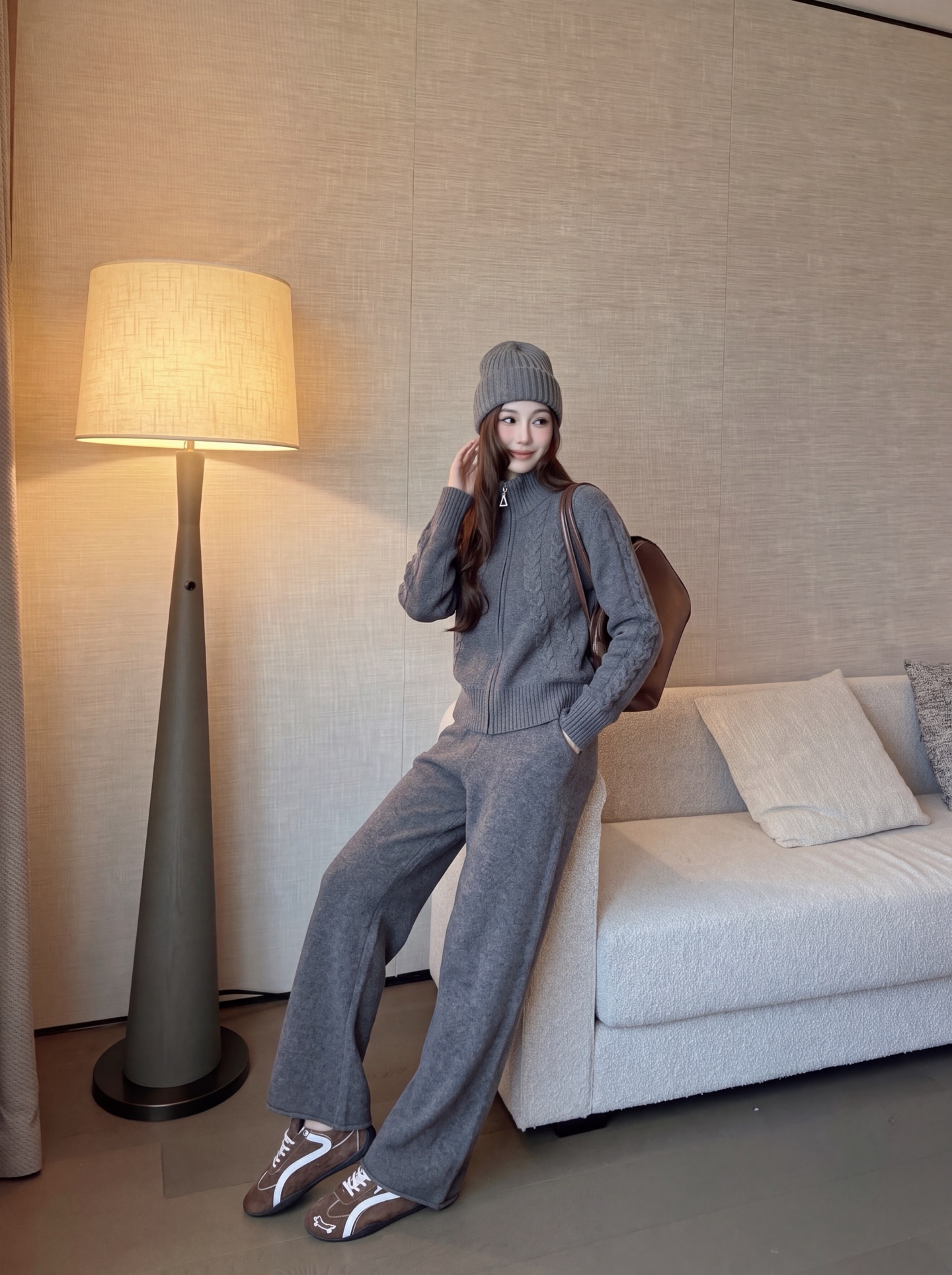Max 26fw jacquard knit cardigan pants sets