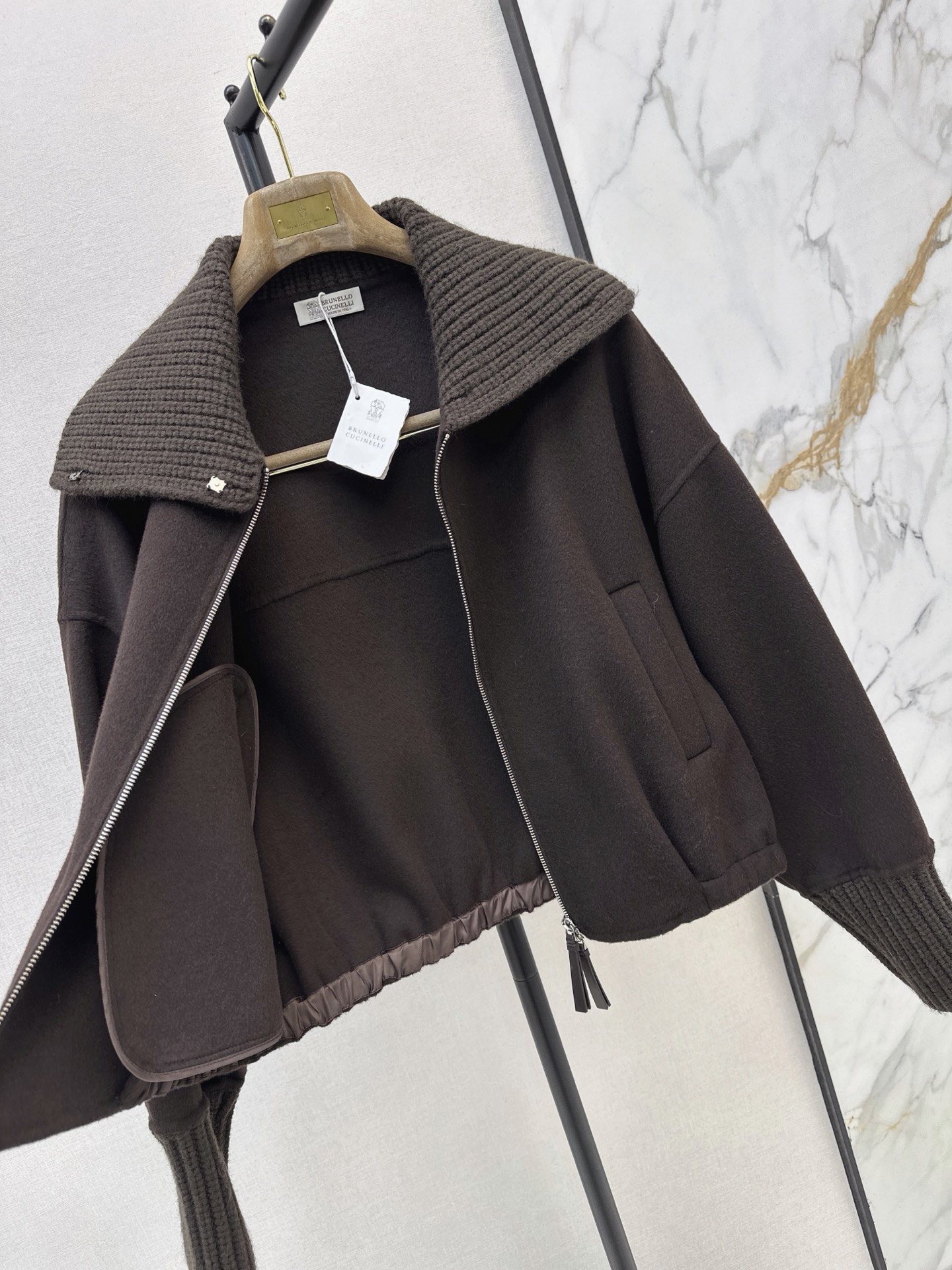 Brun 26fw woolen zipper jacket