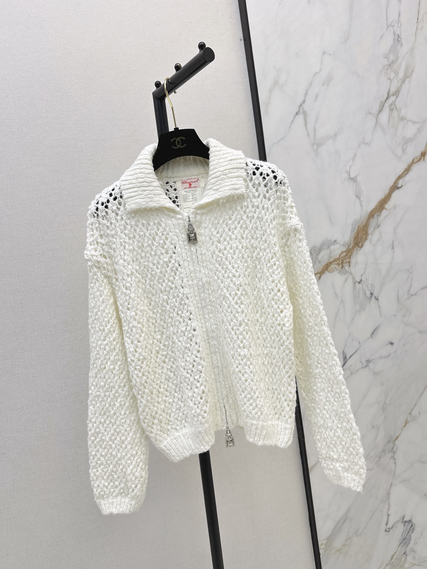 Chan 26fw hollow knit zipper cardigan
