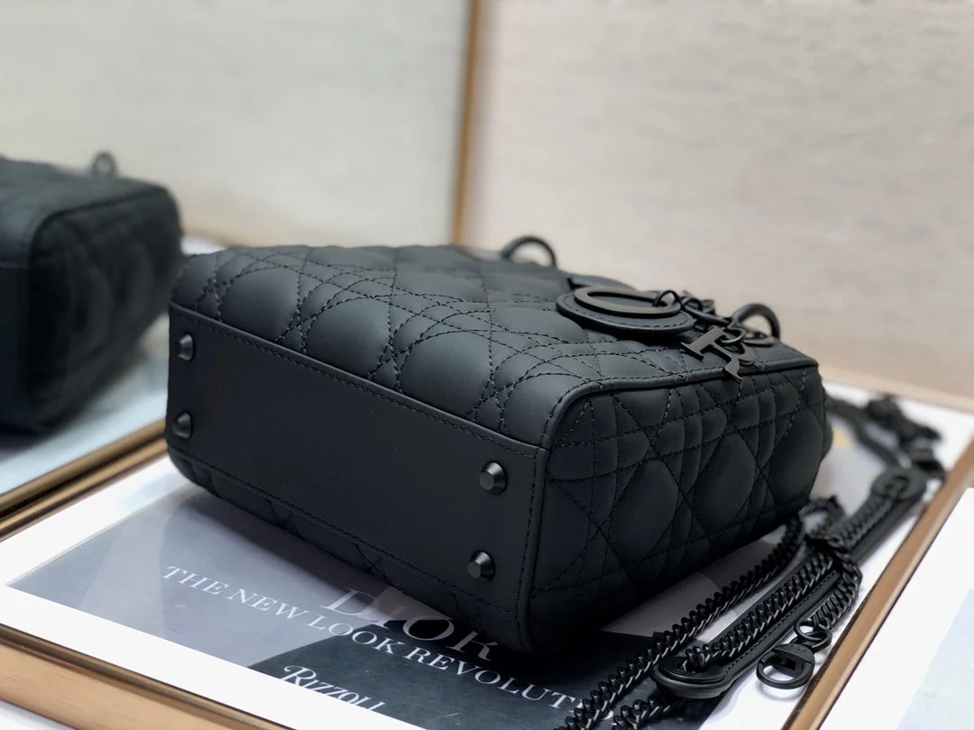 DO Mini Lady Bag Black Ultramatte Cannage Calfskin