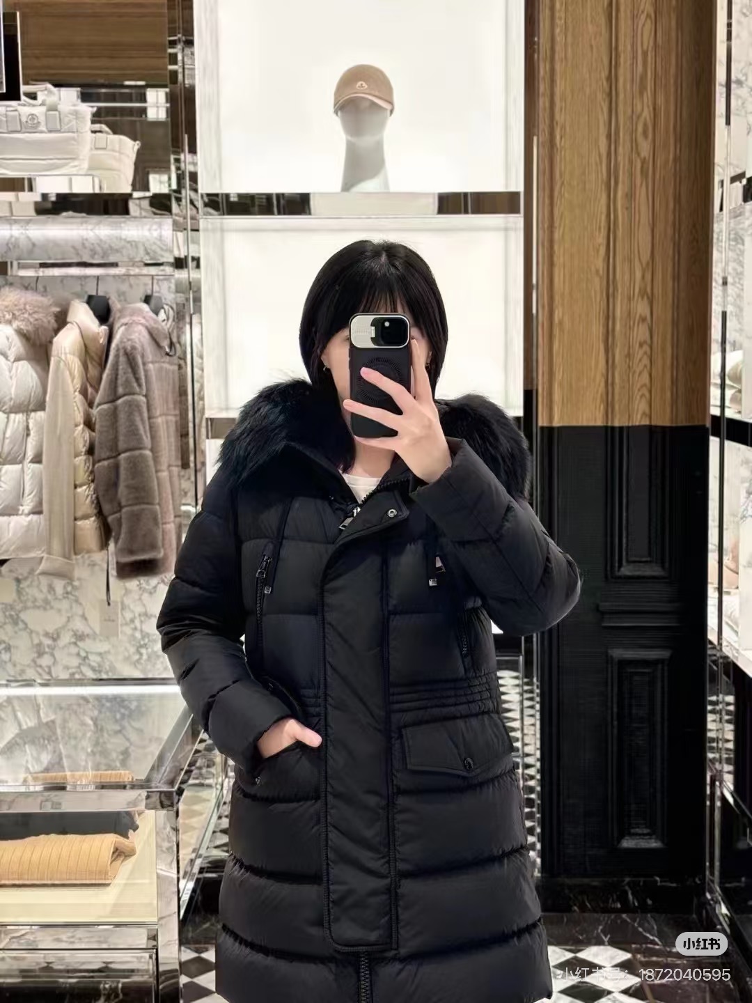 Monc 26fw fur-trim hooded down jacket