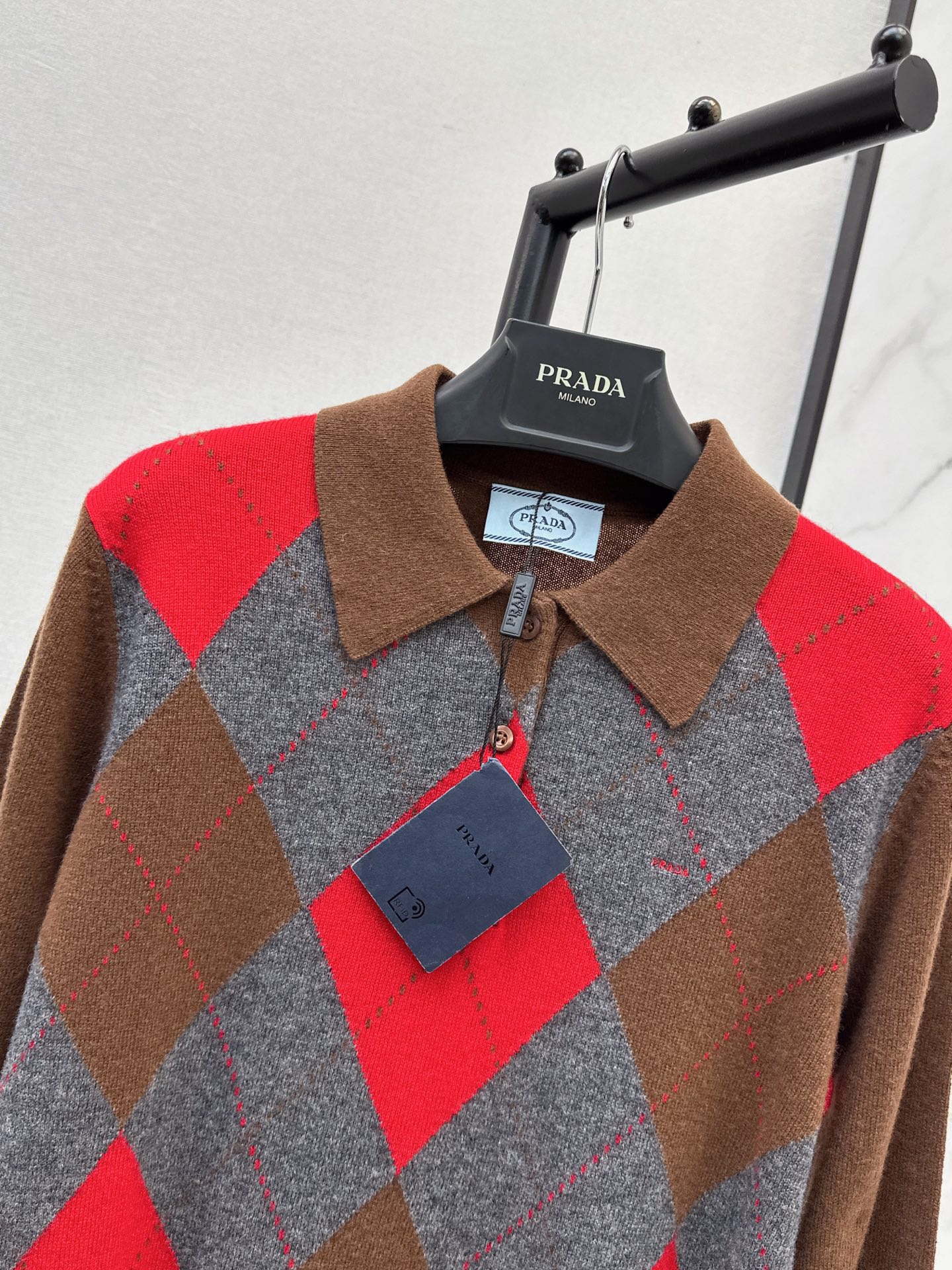 Pra 26fw jacquard polo knitwear