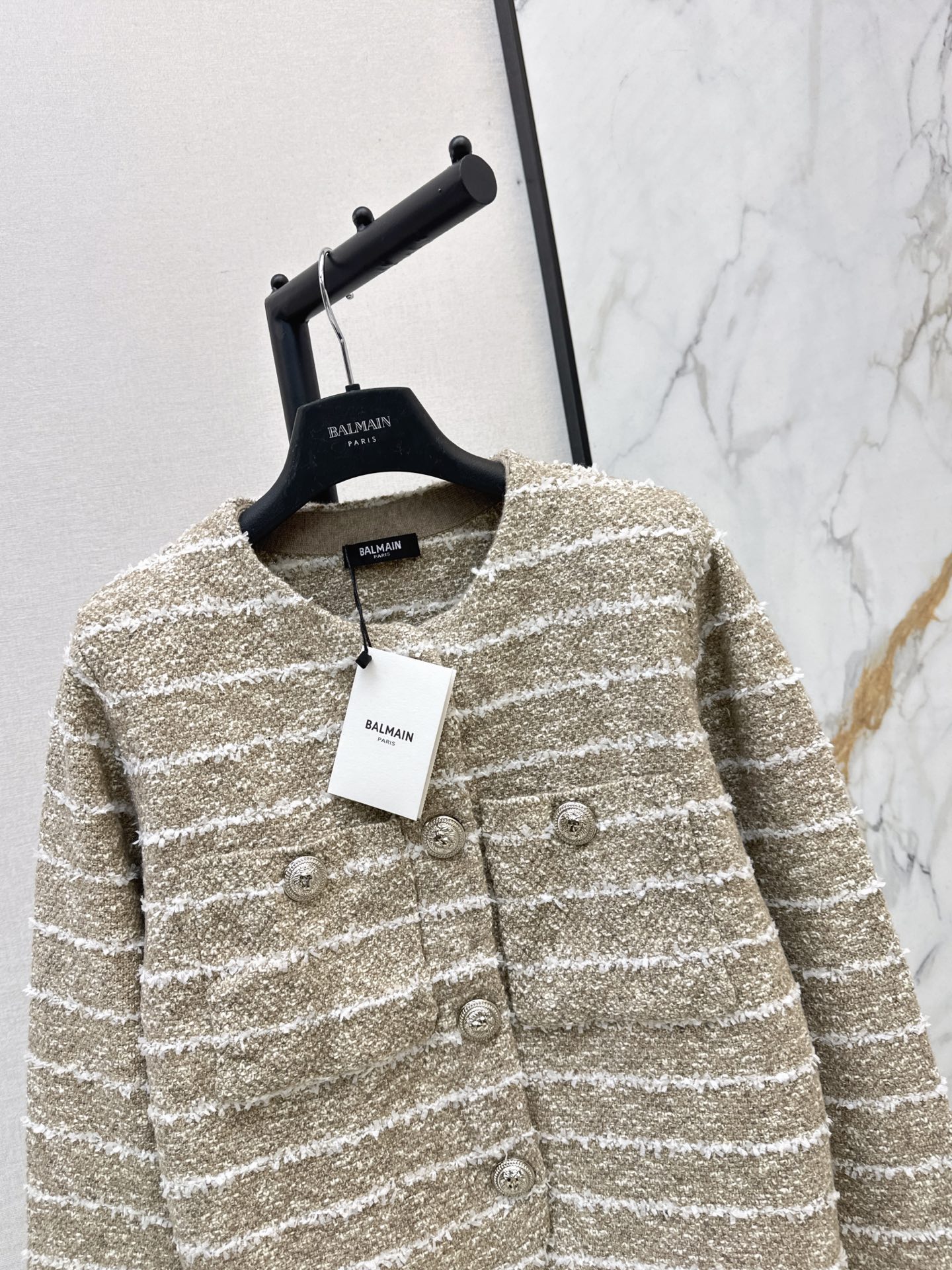 Bal 26fw stripe knit cardigan