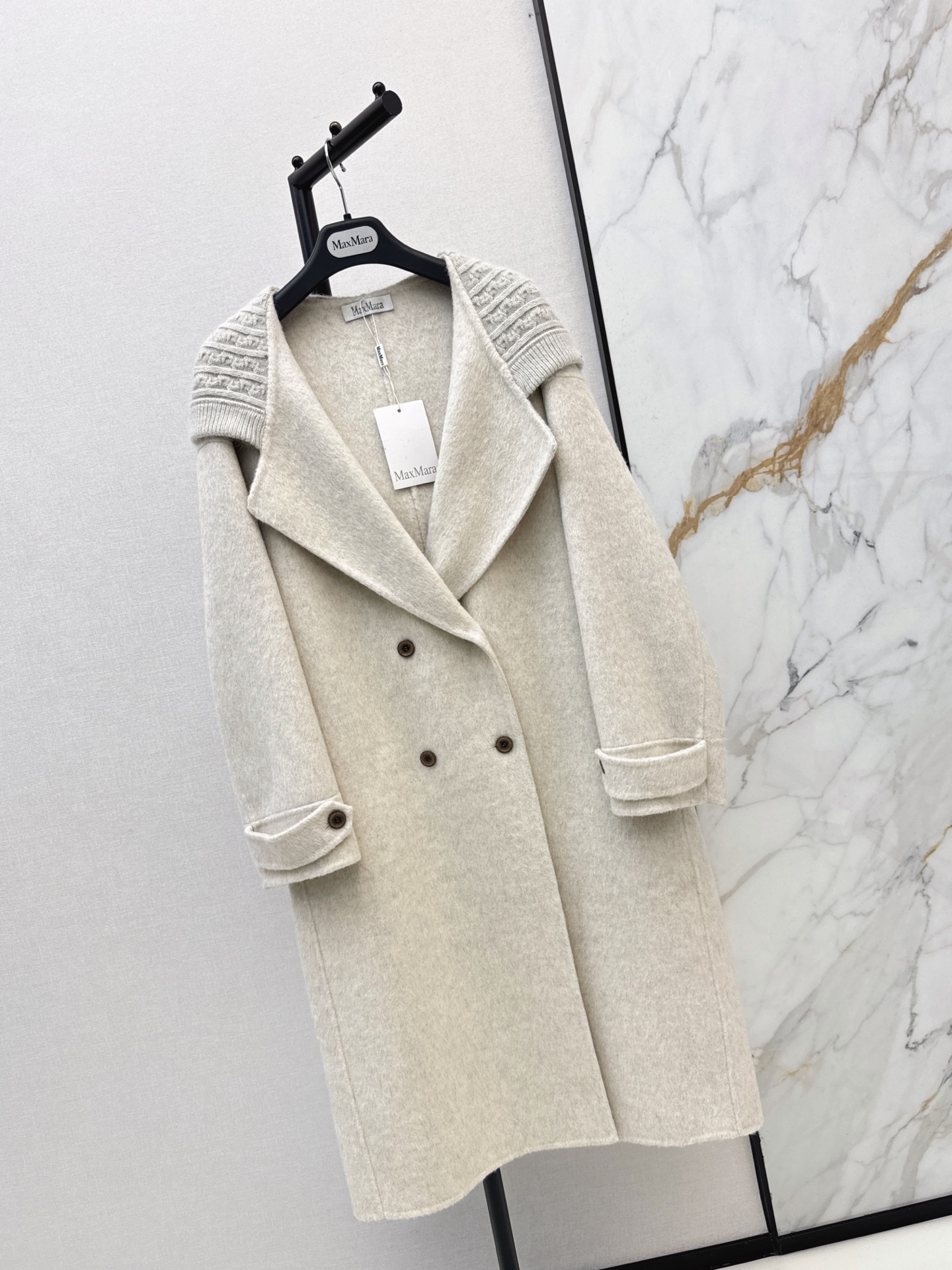 Max 26fw knit hooded woolen overcoats