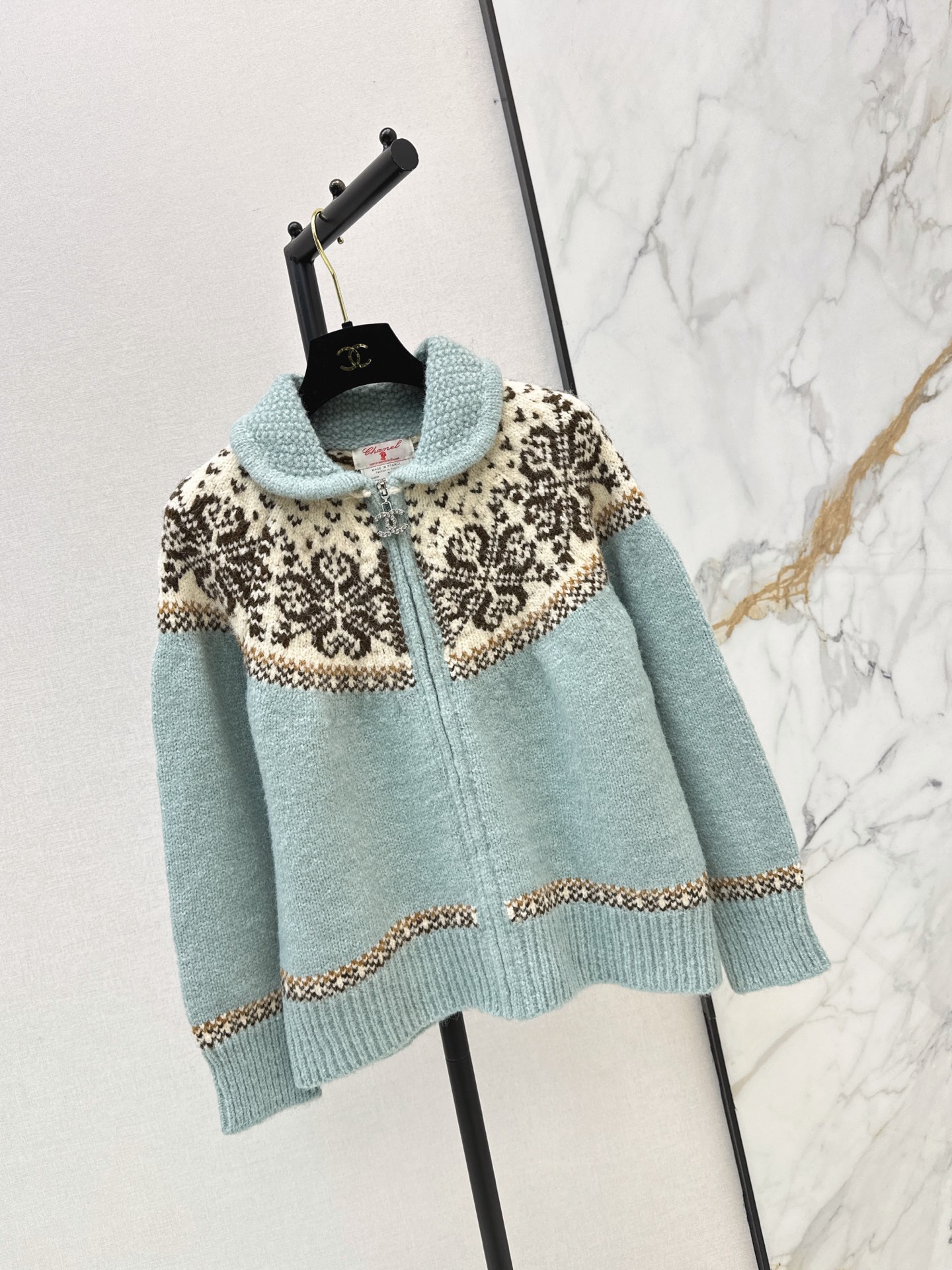 Chan 26fw fair is了zipper knit cardigan