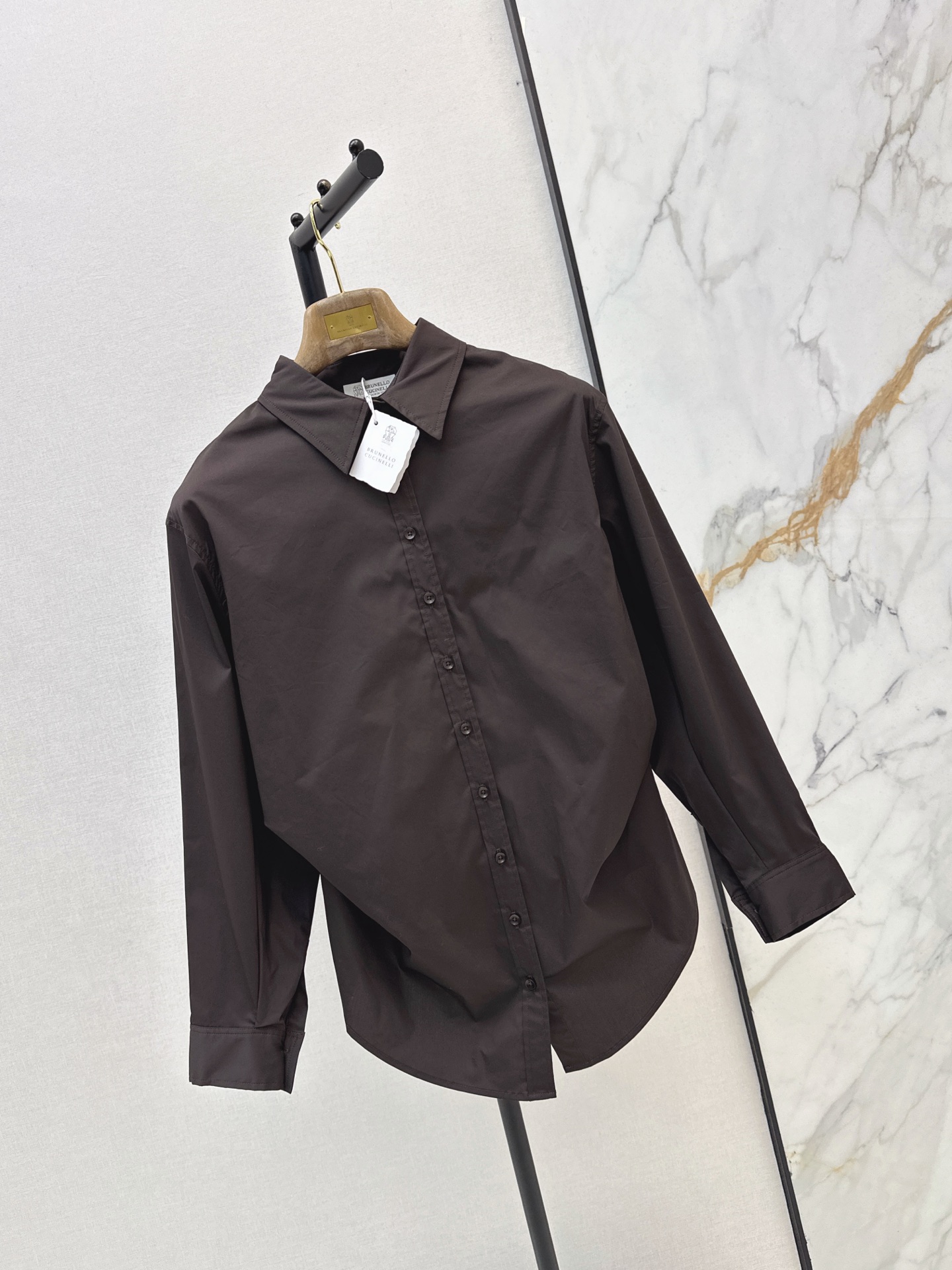 Brun 26fw asymmetric layered shirt