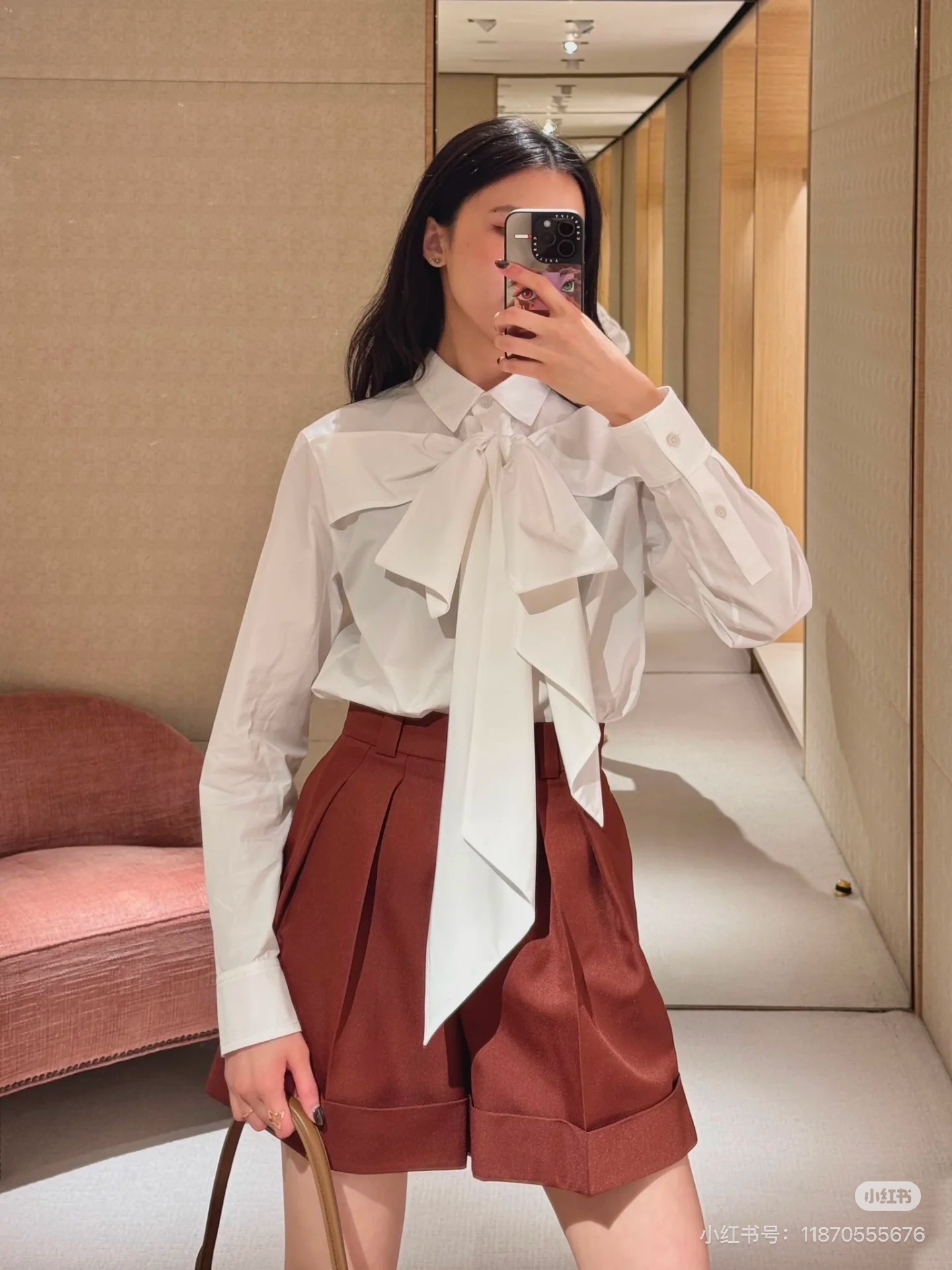 Loui 26fw bow ribbon shirt