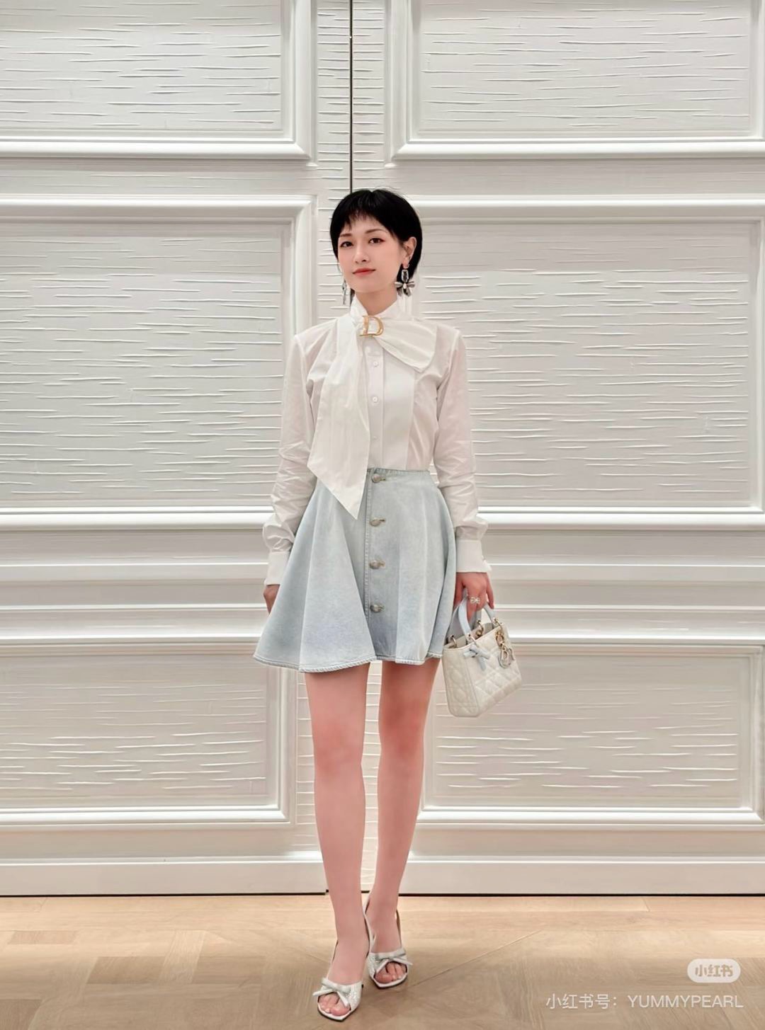 CD 26fw Ring-Detail Tie-Neck Shirt