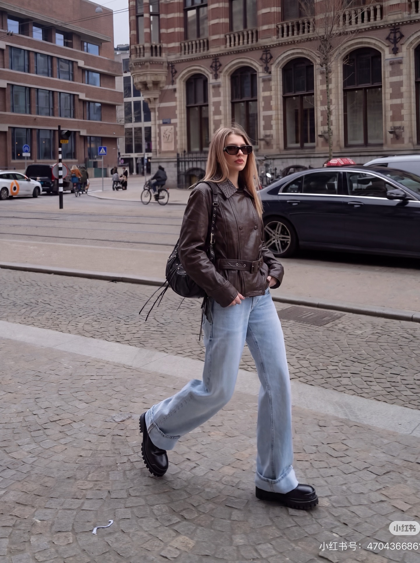 Bott 26fw belted leather jacket