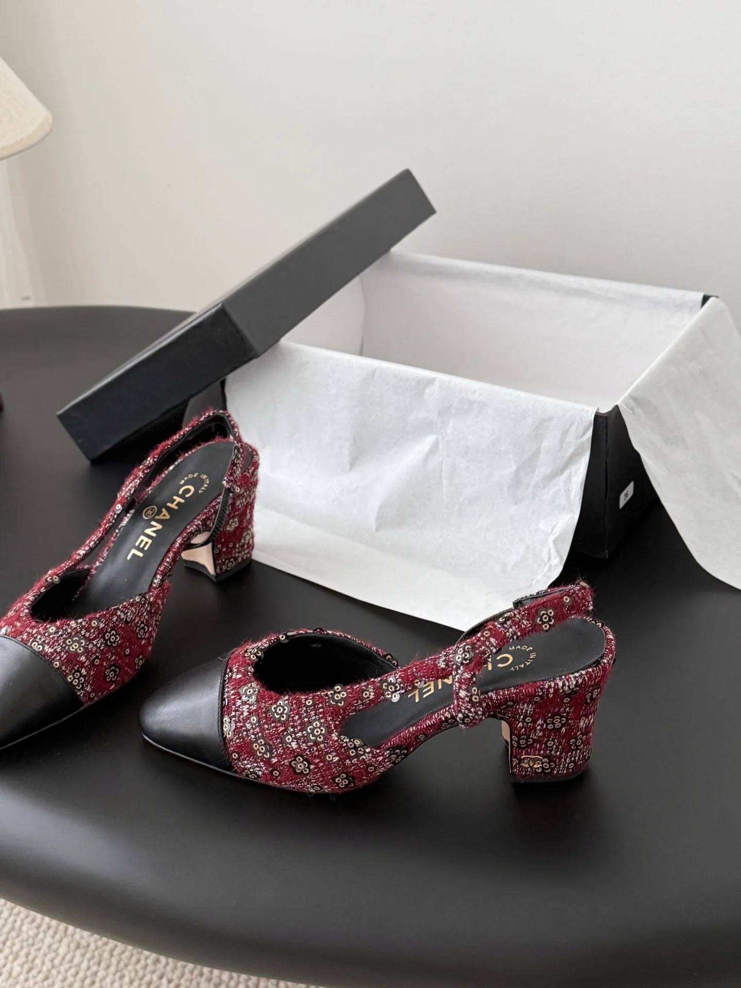 Chan 25fw slingback chunky heels
