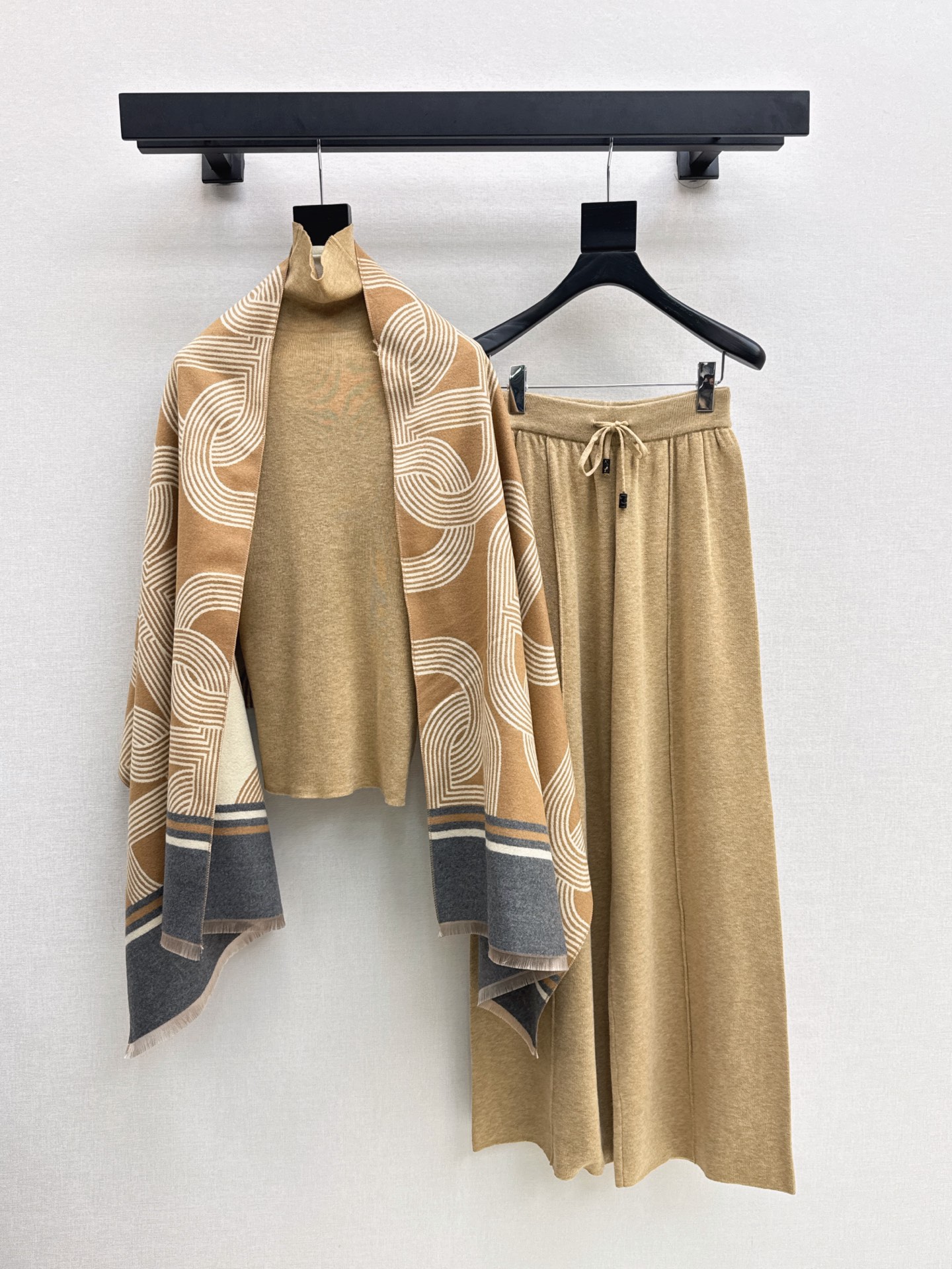 Her 26fw 3pcs knit basic tee shawls pants sets