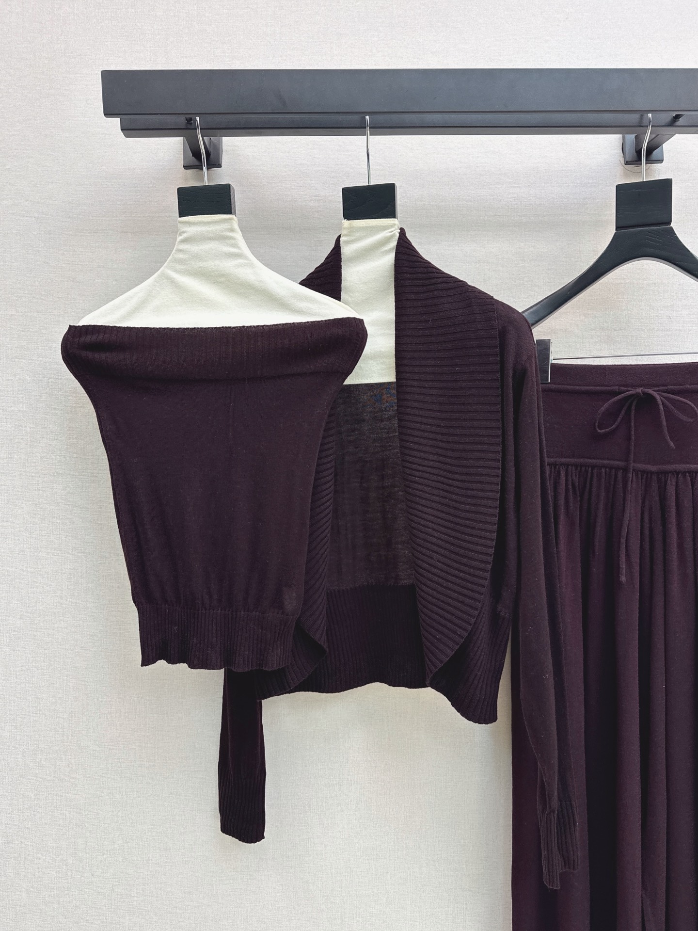 Row 26fw wool cardigan tube top pants sets