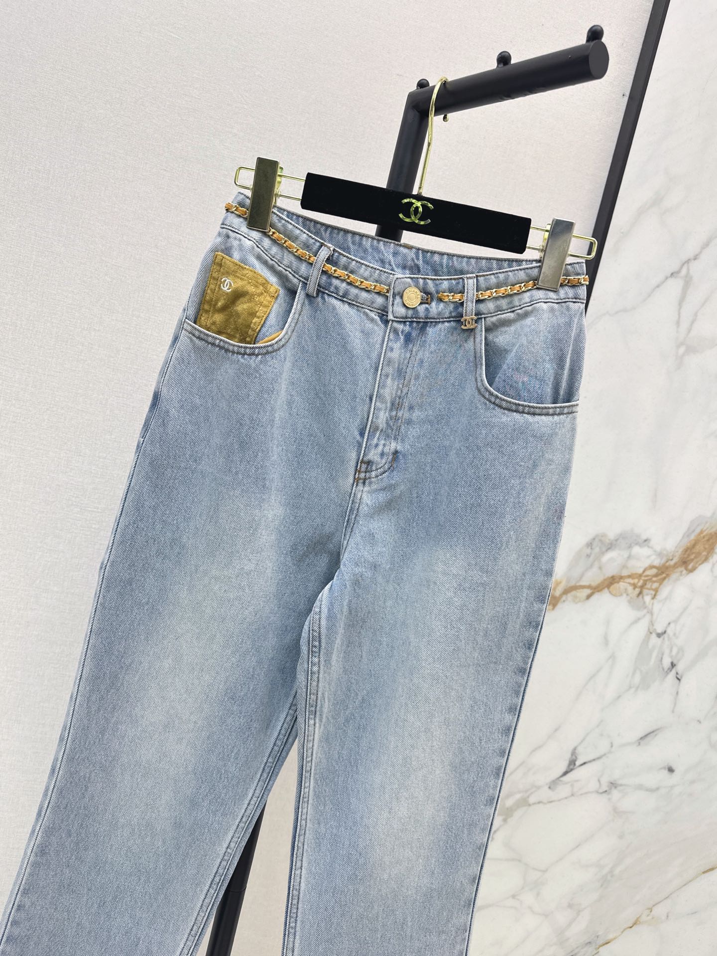 Chan 26fw suede contract straight-leg jeans