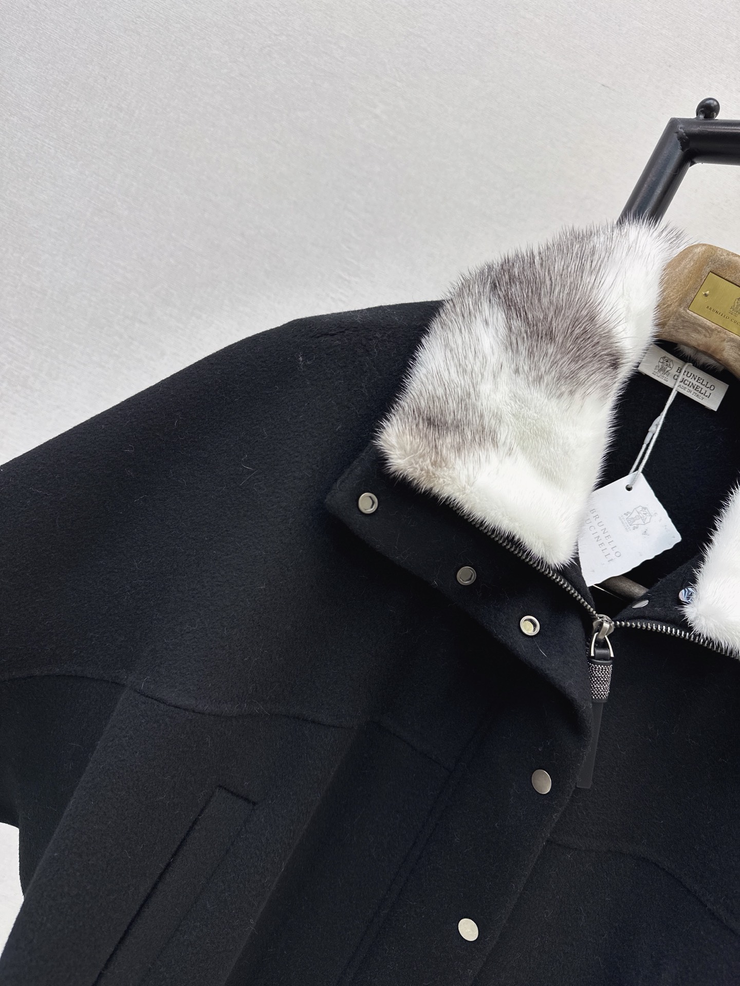 Brun 26fw fur-trim wool jacket