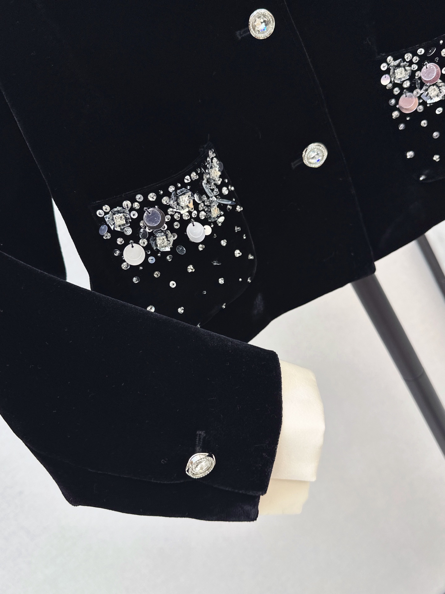 Miu 26fw rhinestone velvet jacket