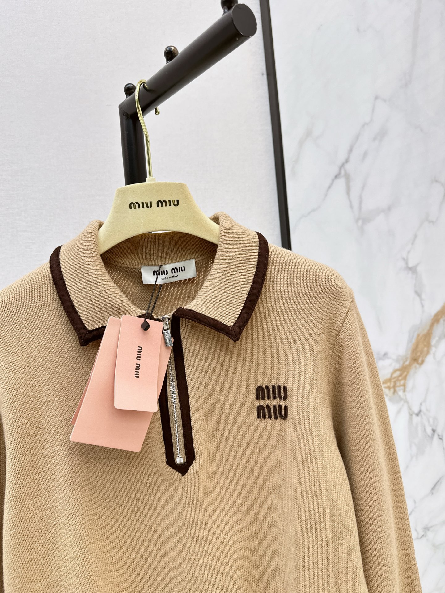 Miu 26fw zip-up knitswear