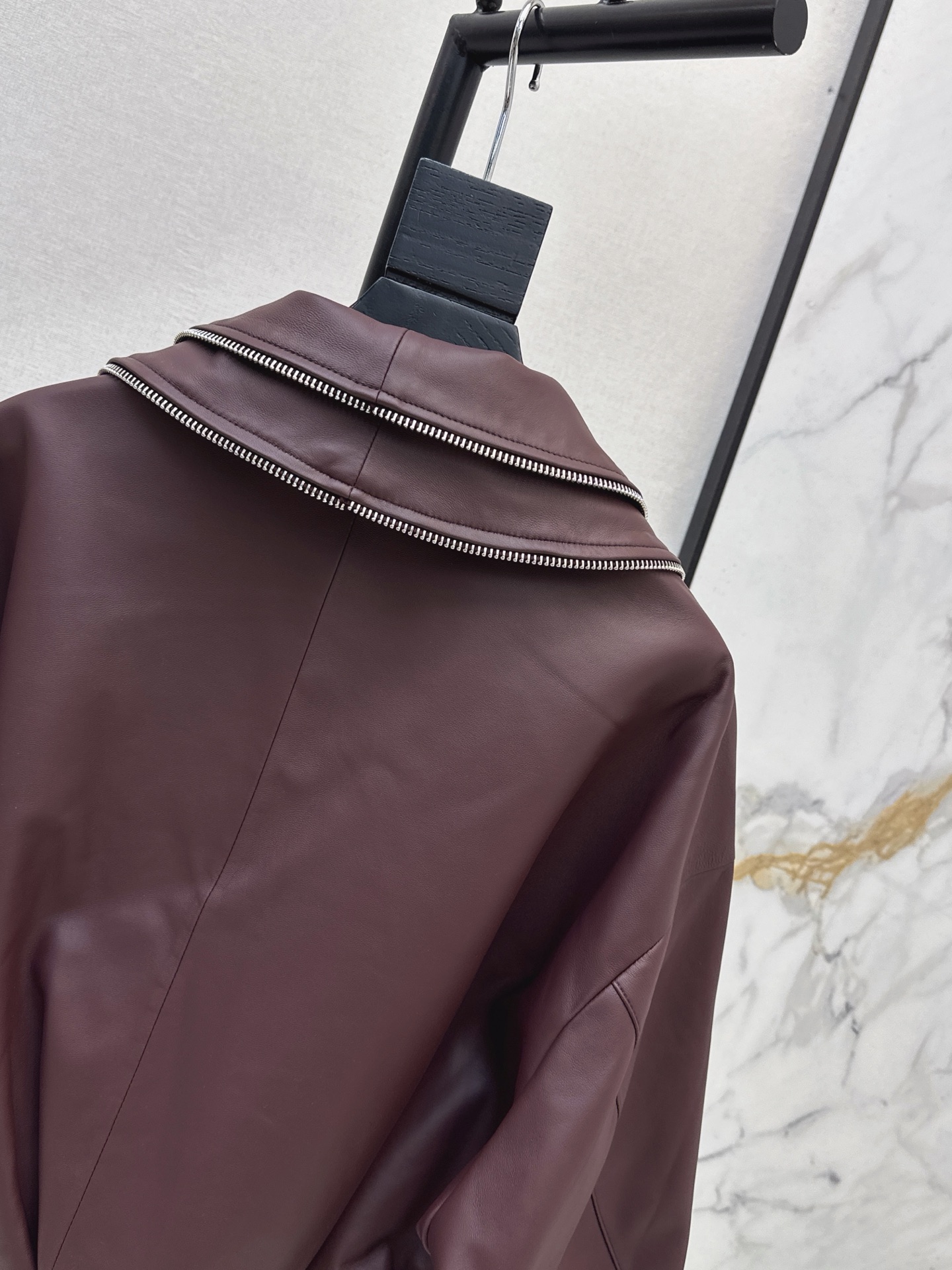 Giv 26fw leather zipper jacket