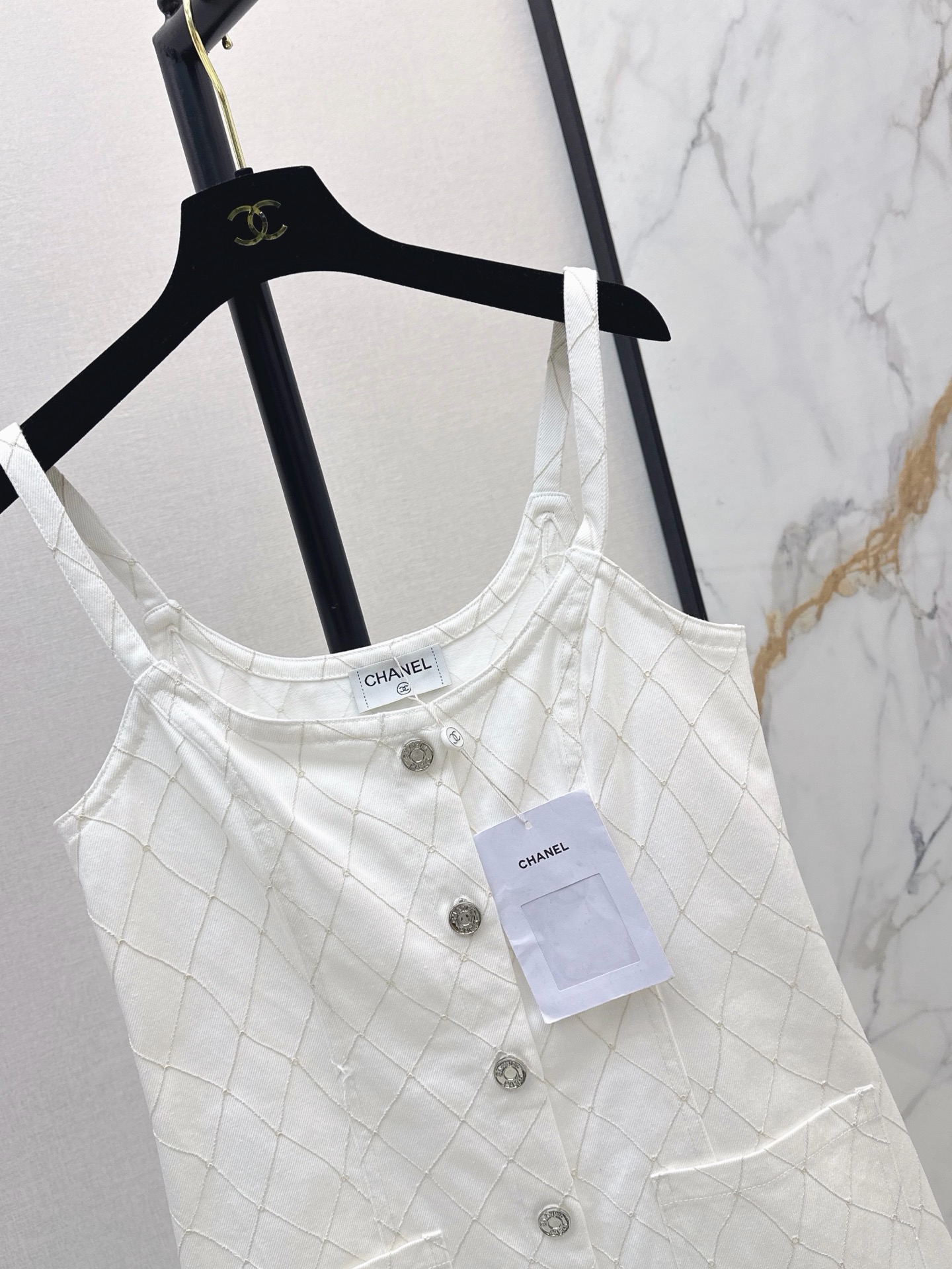 Chan 26ss denim embroidery slip dress