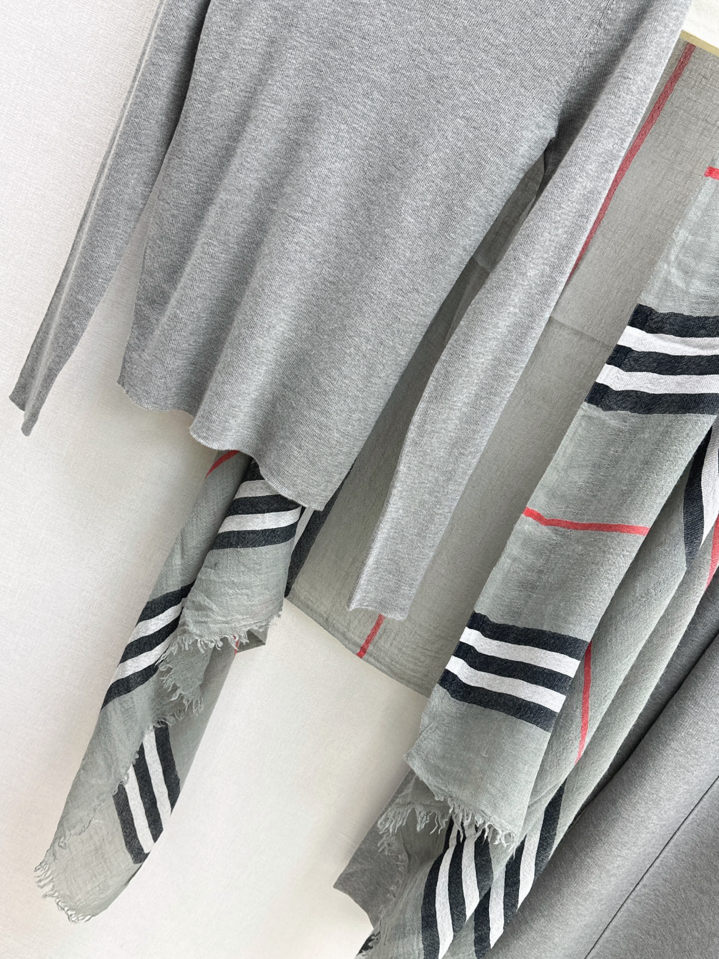 Bur 26fw knit basic tee check shawls pants set