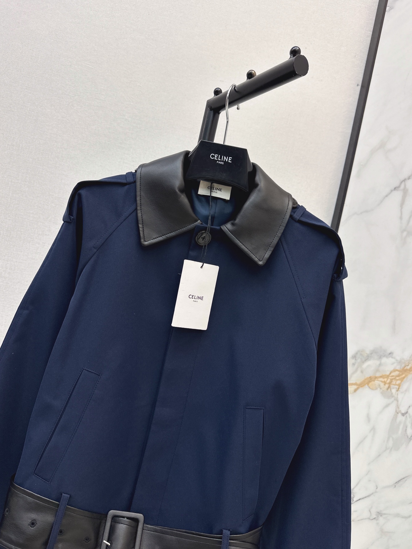Celi 26fw leather-trim cropped jacket