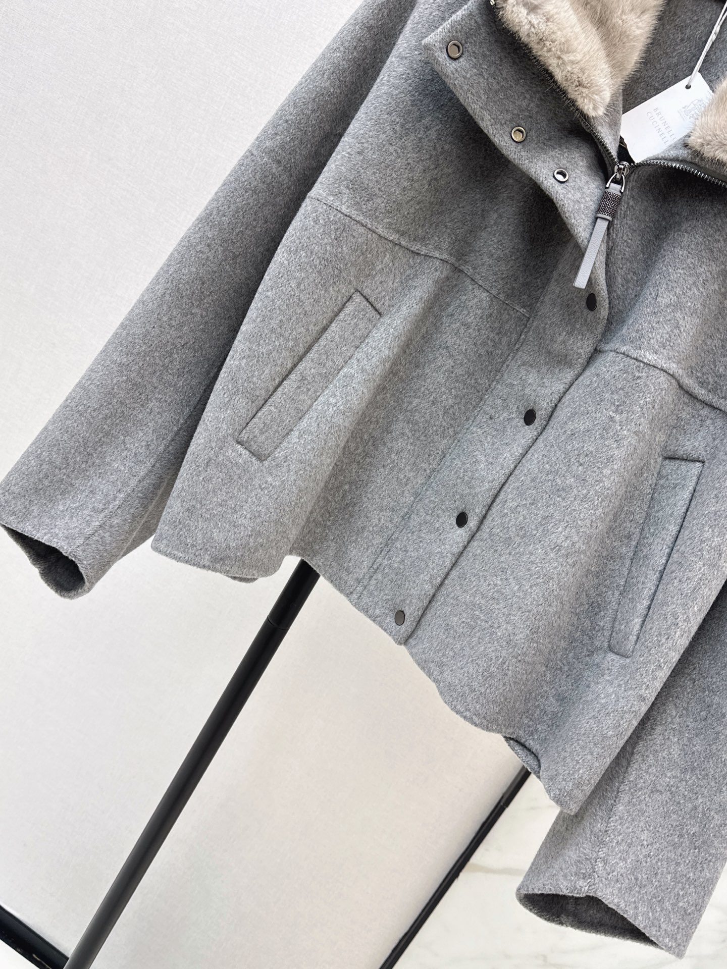 Brun 26fw fur-trim wool jacket