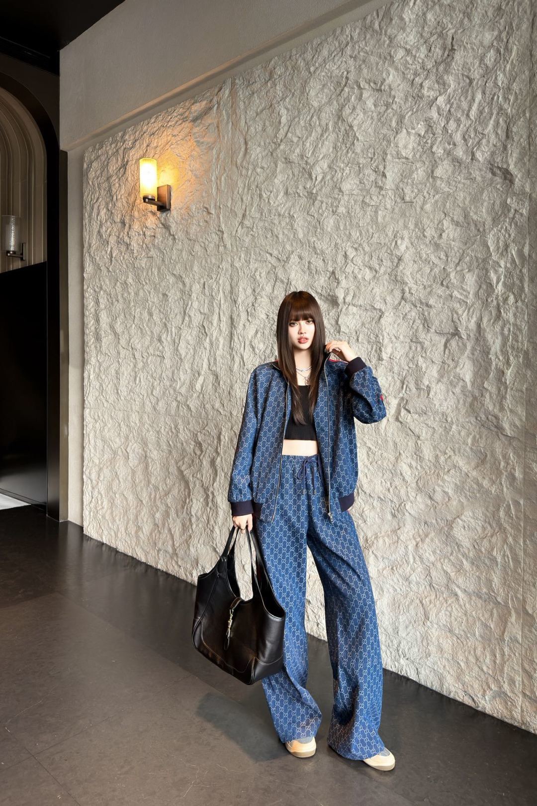 Guc 26fw jacquard denim jacket pants sets