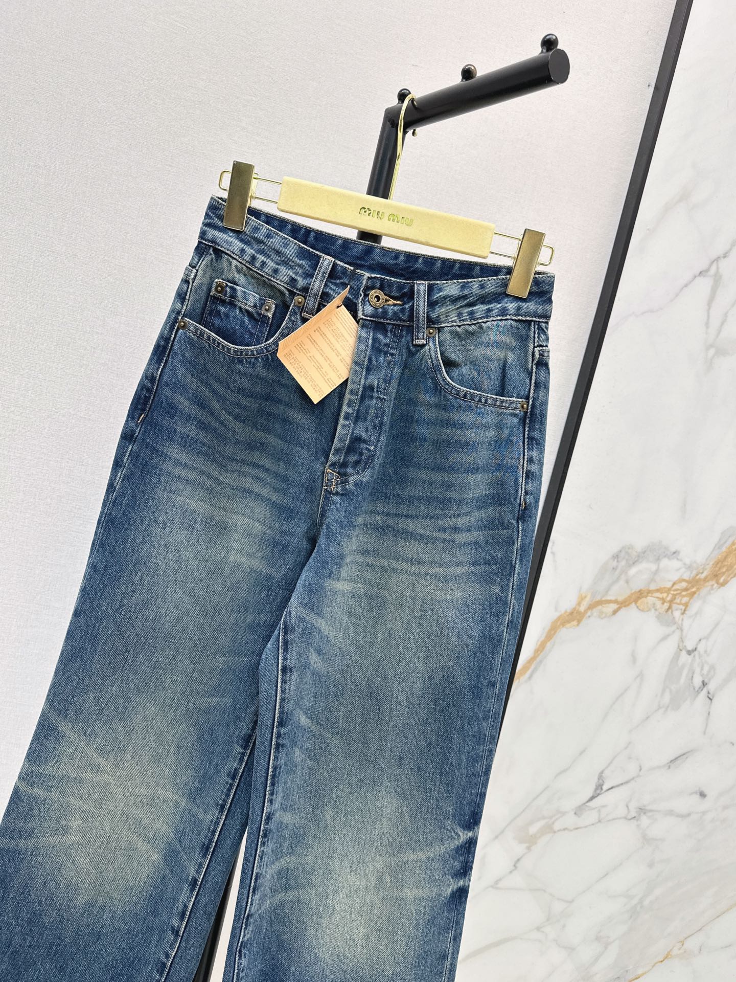 Miu 26fw wash wide-leg jeans
