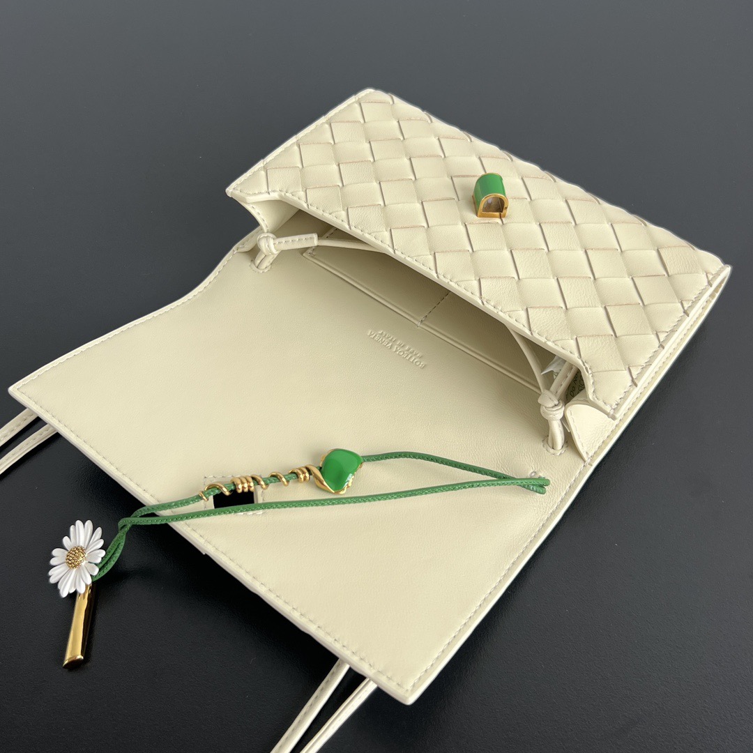 Botto Cream Woven Flap Shoulder Bag