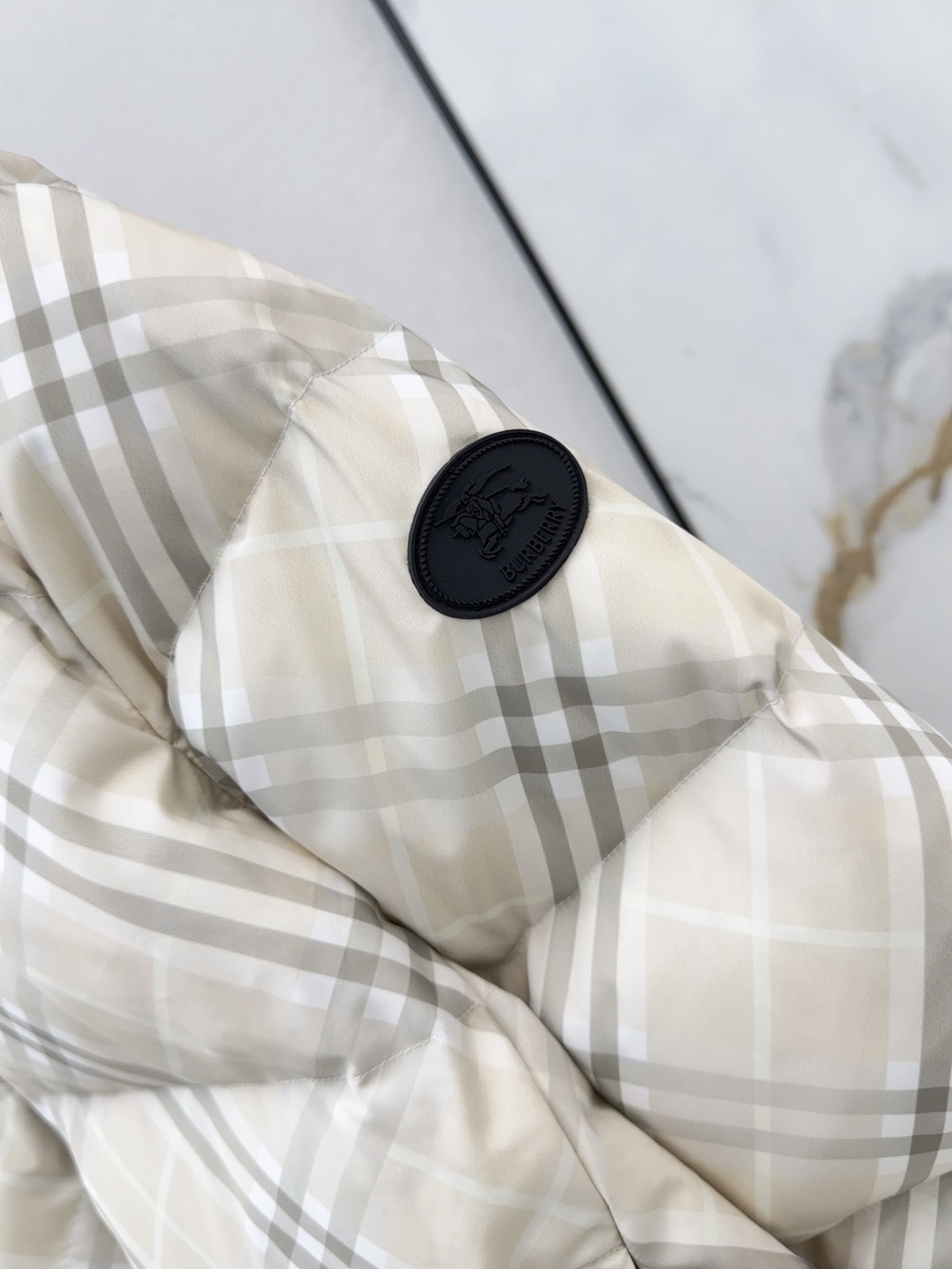 Bur 26fw check cropped down jacket