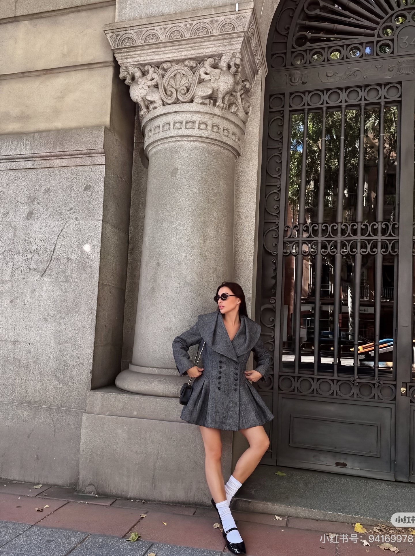 Alex 26fw herringbone peplum blazer