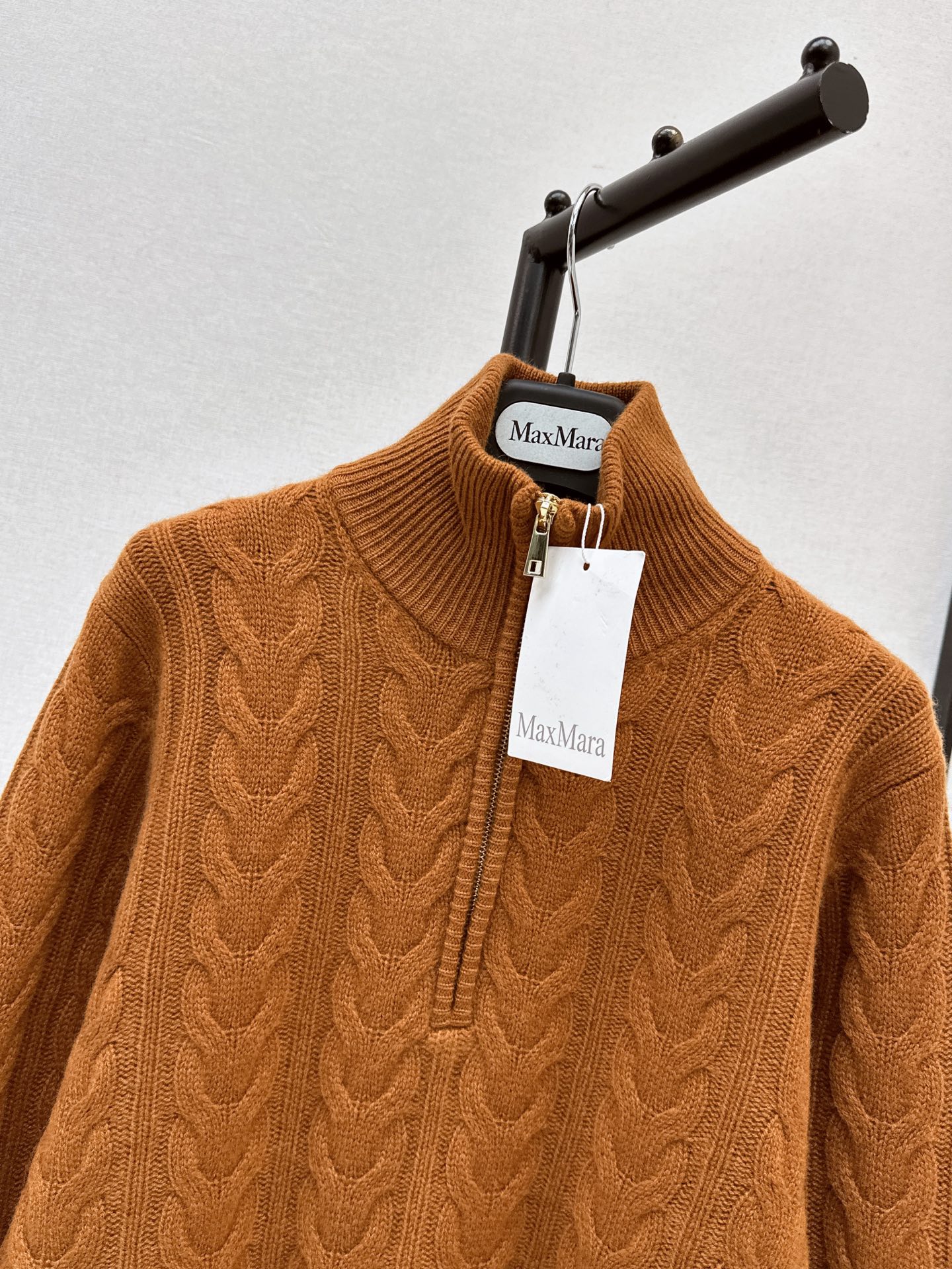 Max 26fw cable half-zip knit sweater