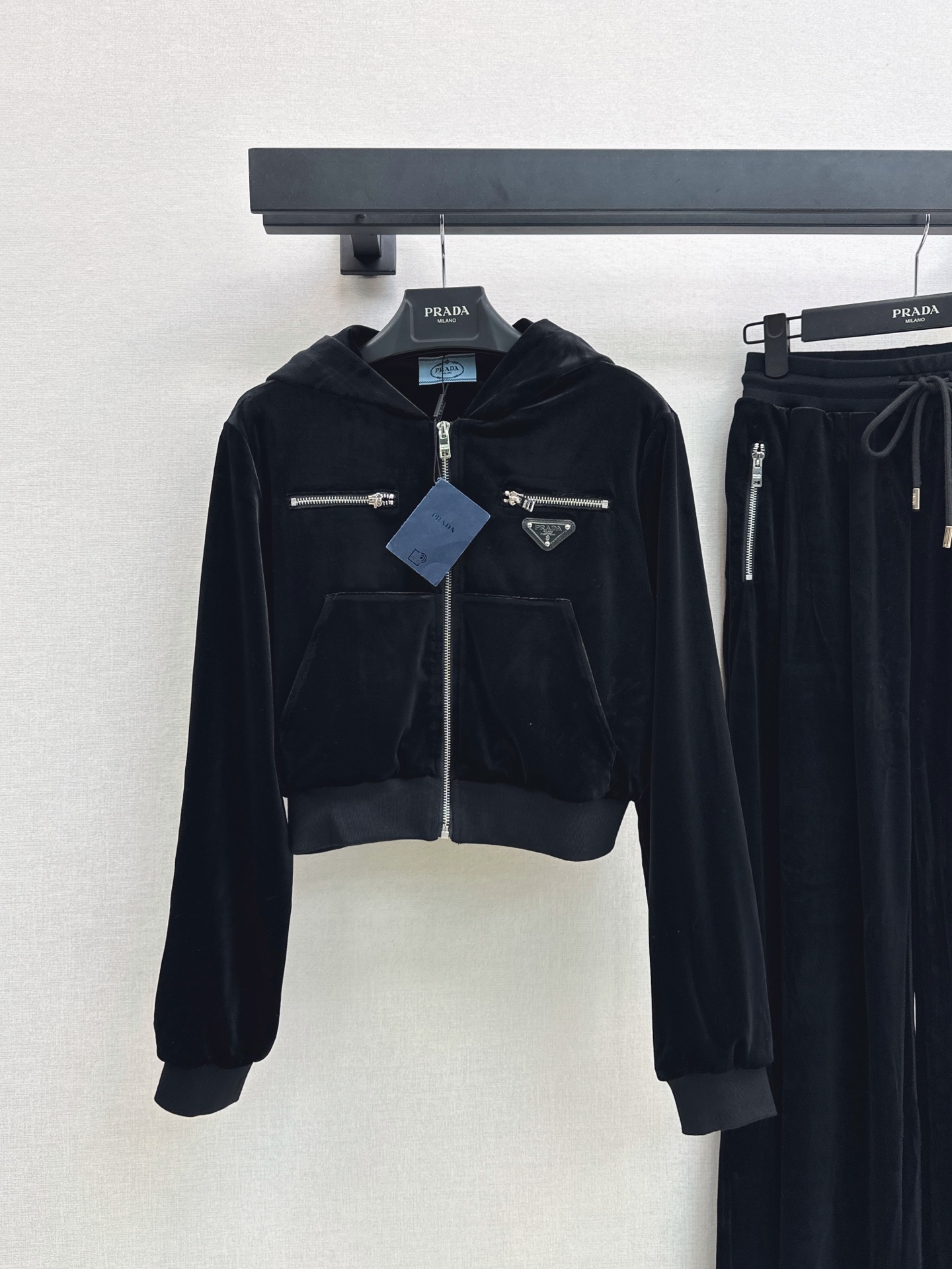 Pra 26fw hooded cropped jacket pants sets