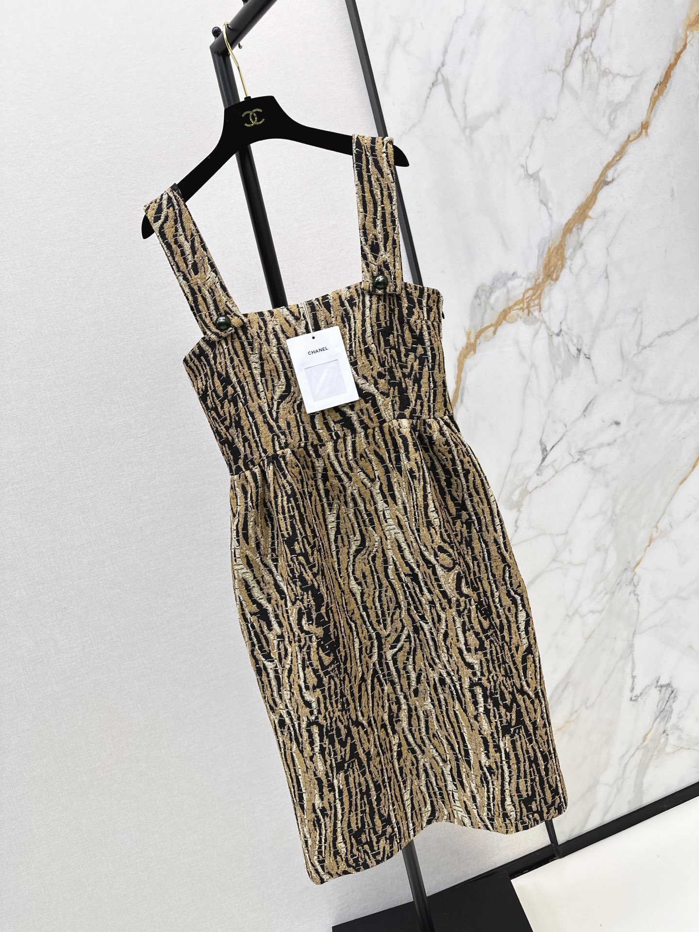 Chan 26fw leopard jacquard slip dress