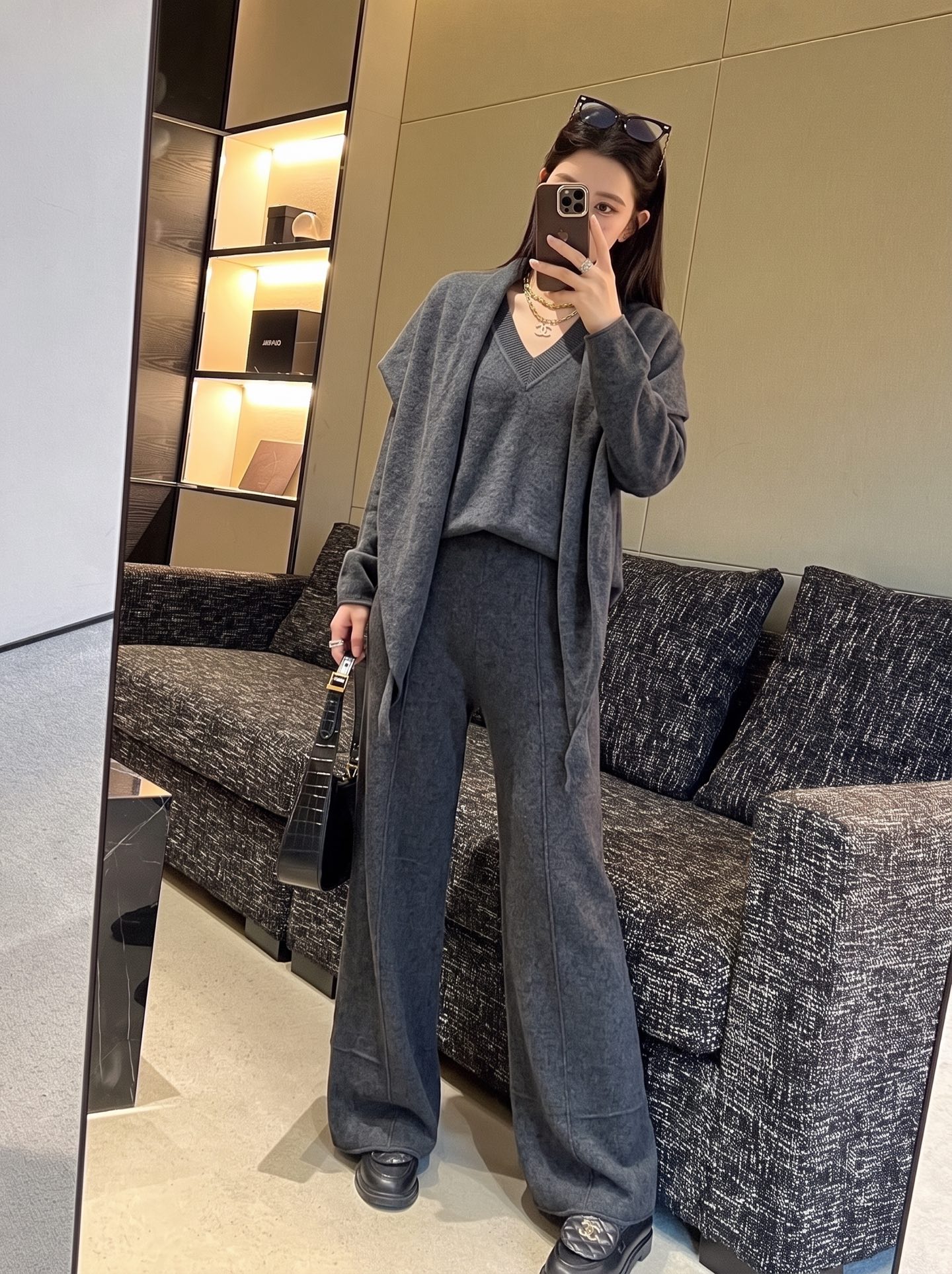 Row 26fw wool cape sweater pants sets